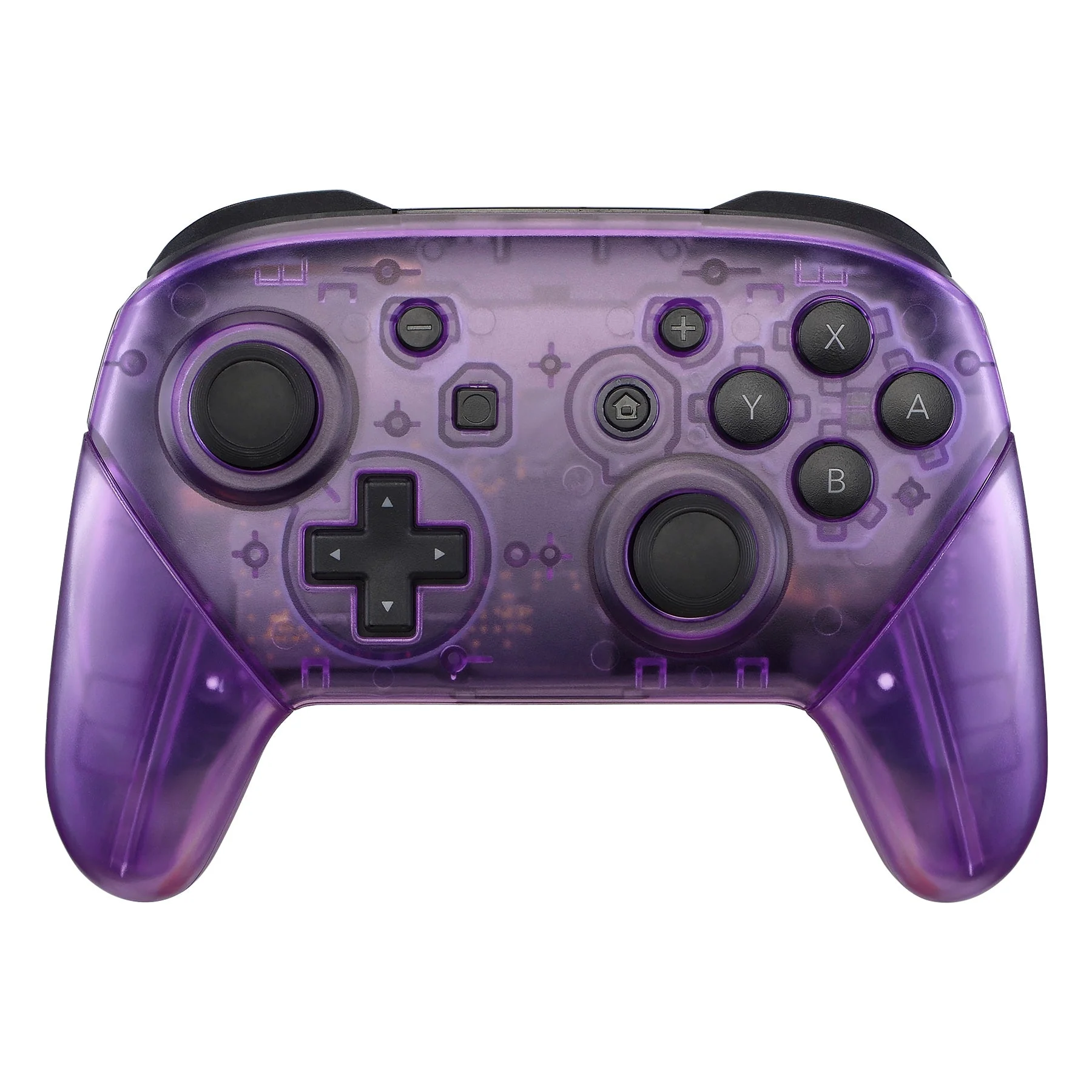 eXtremeRate Replacement Full Set Shell Faceplate Backplate Handles for Nintendo Switch Pro - Clear Atomic Purple - Image 3