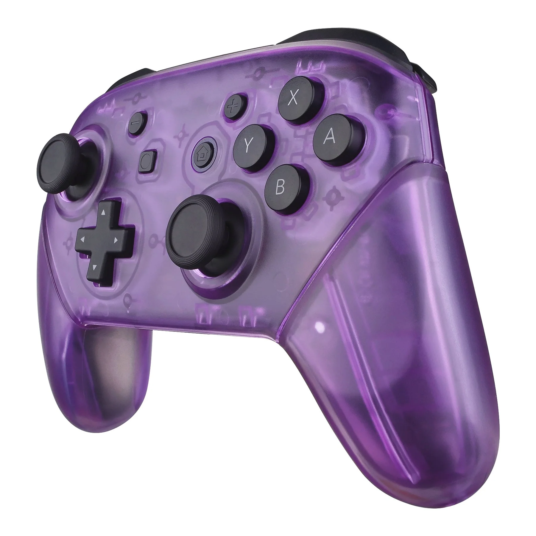 eXtremeRate Replacement Full Set Shell Faceplate Backplate Handles for Nintendo Switch Pro - Clear Atomic Purple - Image 4