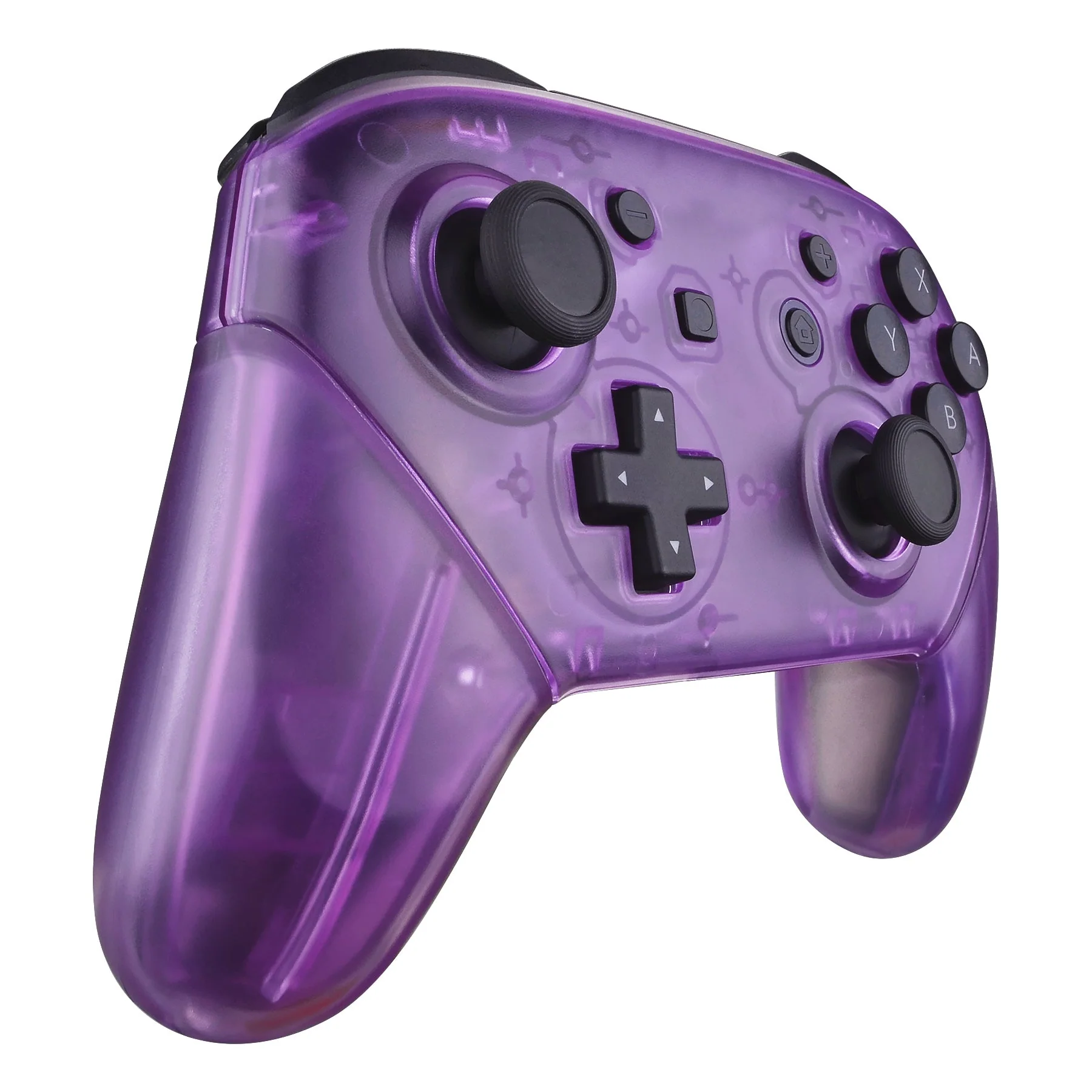 eXtremeRate Replacement Full Set Shell Faceplate Backplate Handles for Nintendo Switch Pro - Clear Atomic Purple - Image 5