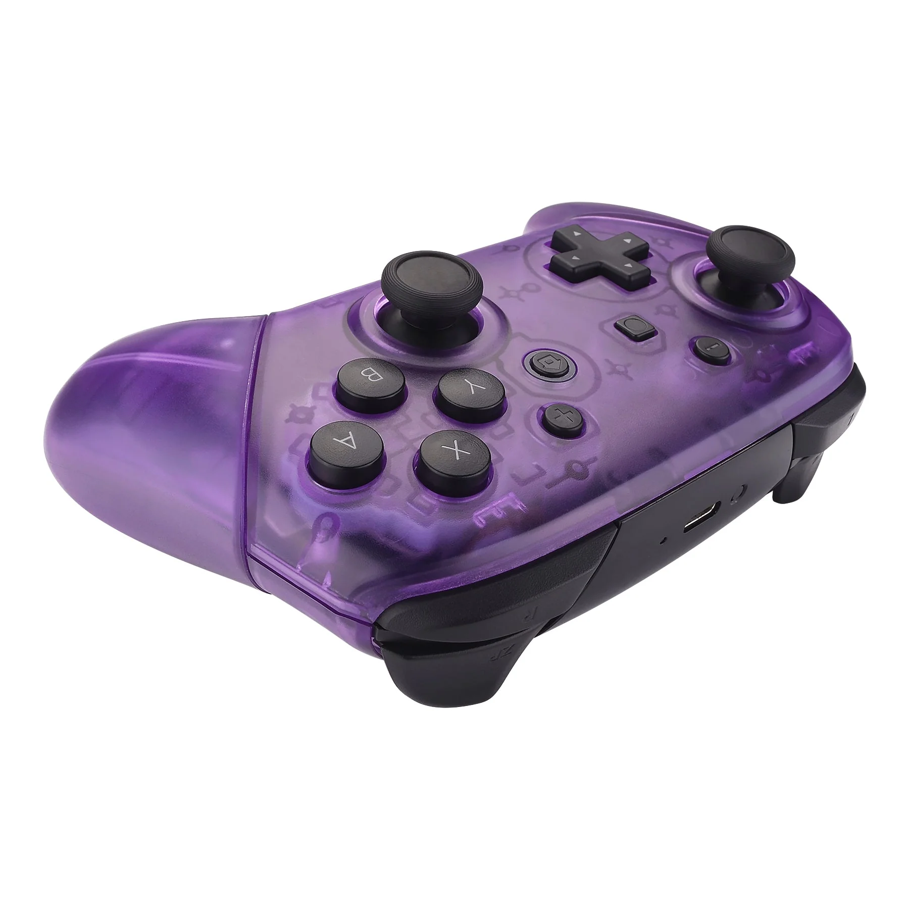eXtremeRate Replacement Full Set Shell Faceplate Backplate Handles for Nintendo Switch Pro - Clear Atomic Purple - Image 6