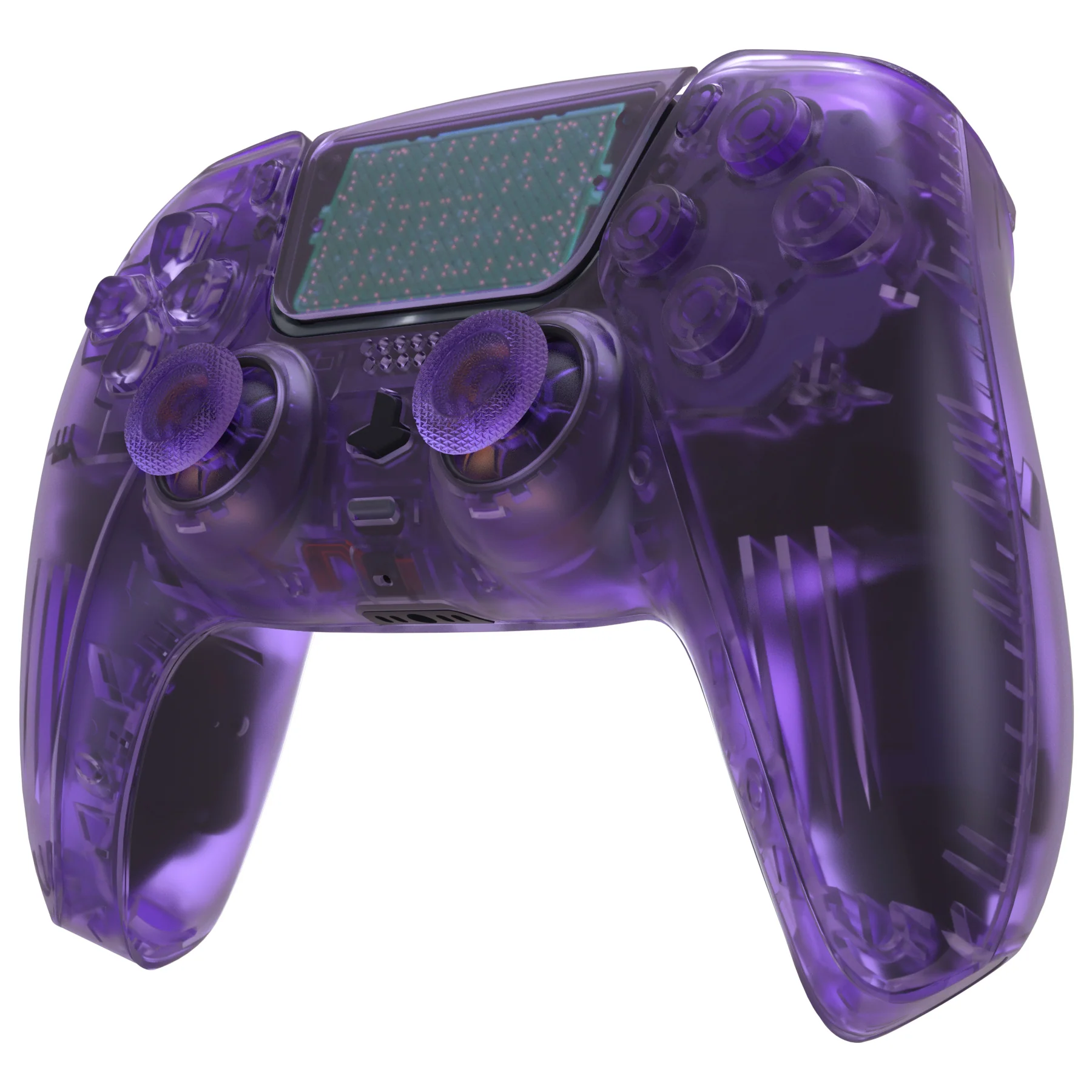 eXtremeRate Replacement Full Set Shells with Buttons Compatible with PS5 Controller BDM-030/040/050 - Clear Atomic Purple - Image 4