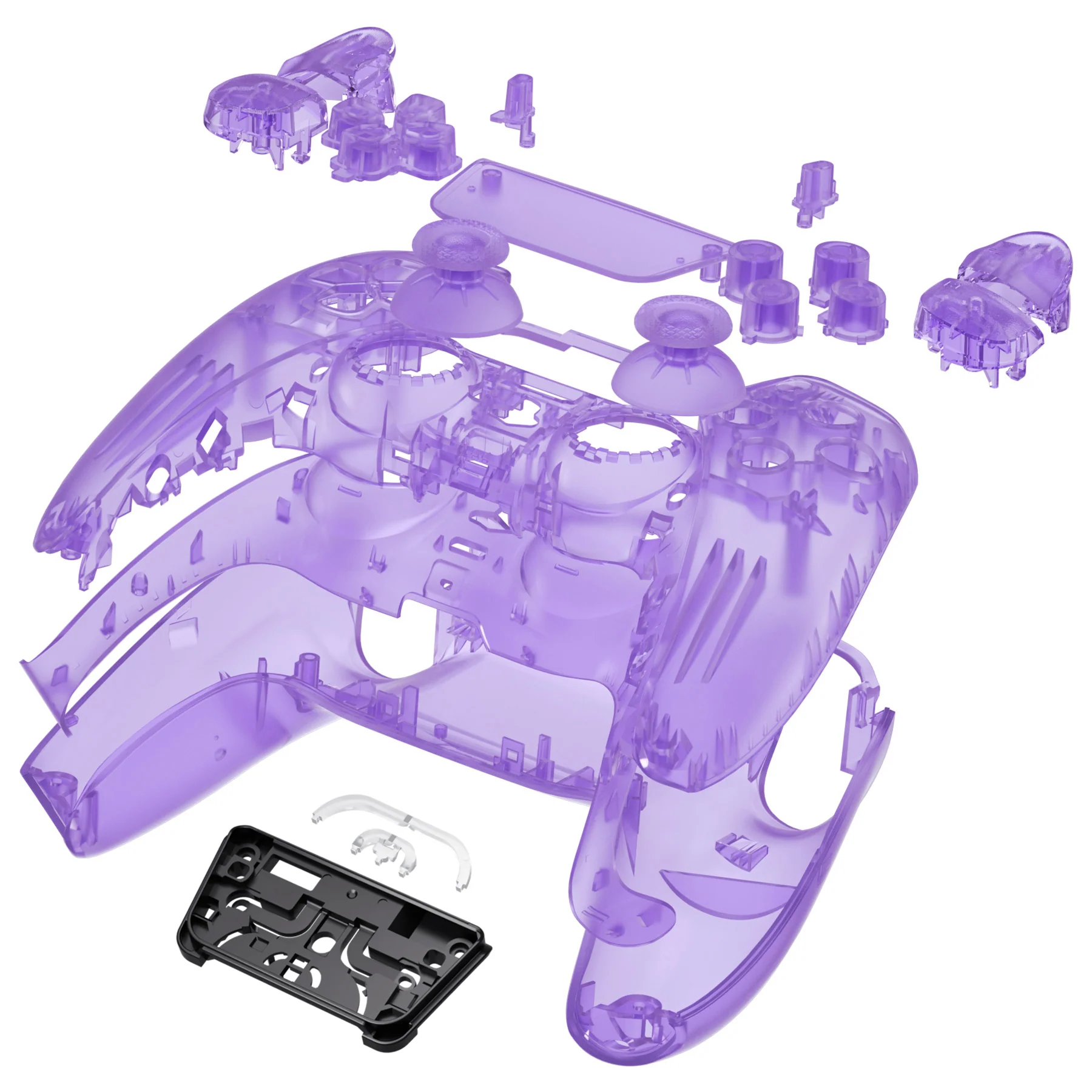 eXtremeRate Replacement Full Set Shells with Buttons Compatible with PS5 Controller BDM-030/040/050 - Clear Atomic Purple - Image 6