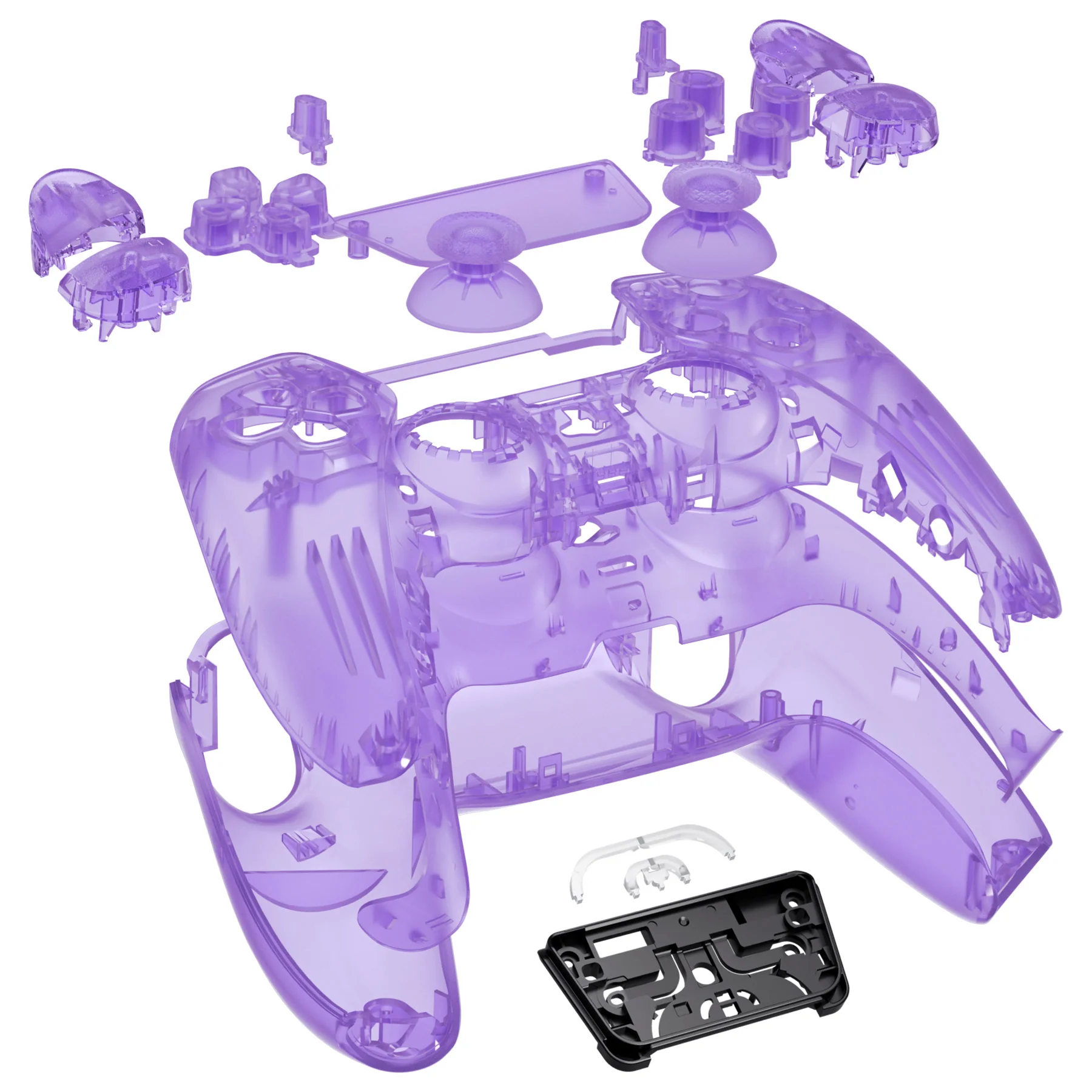 eXtremeRate Replacement Full Set Shells with Buttons Compatible with PS5 Controller BDM-030/040/050 - Clear Atomic Purple - Image 7