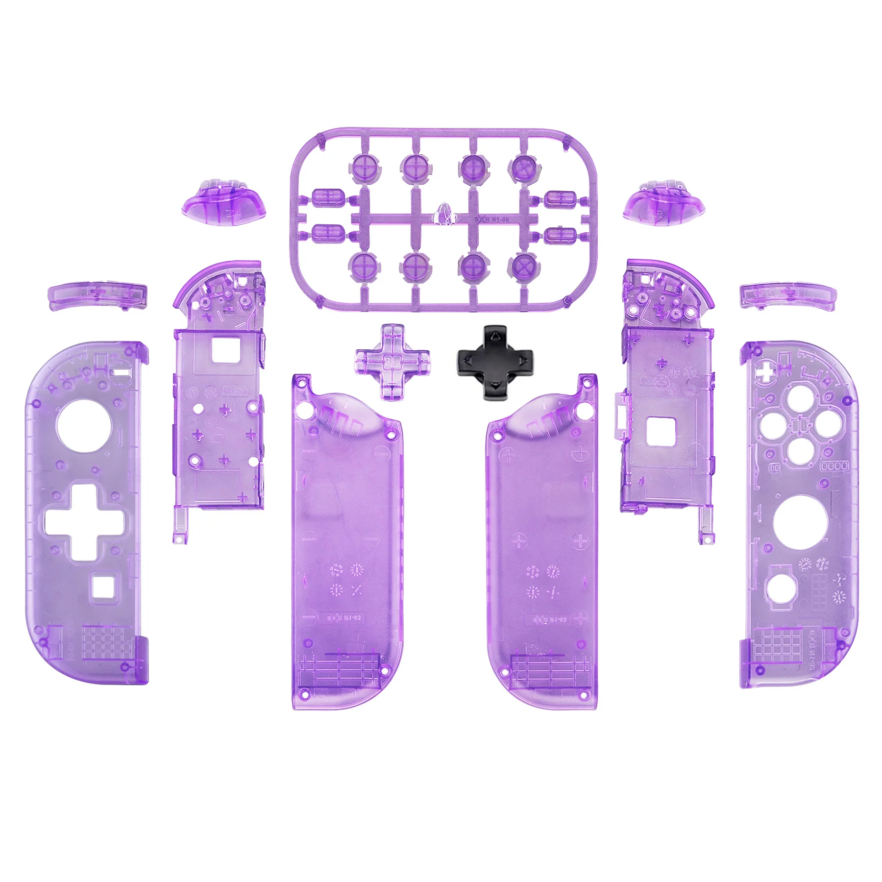 eXtremeRate Dpad Version Replacement Full Set Shell Case with Buttons for Joycon of NS Switch - Clear Atomic Purple - Image 2
