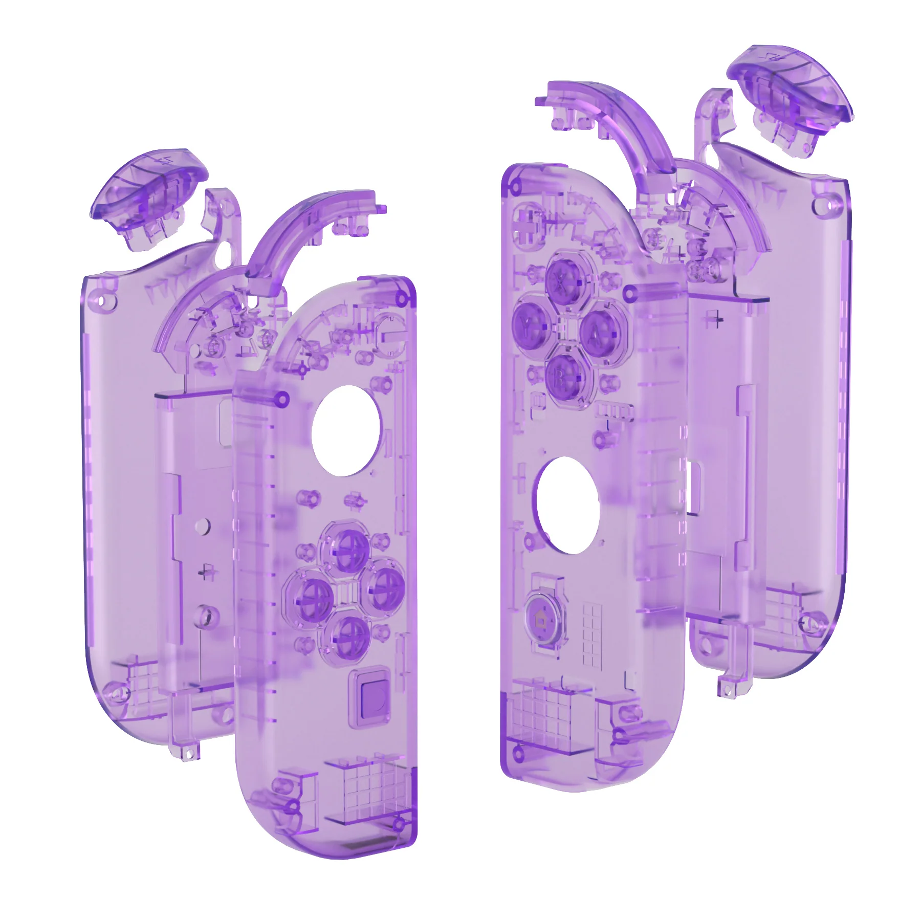 eXtremeRate Replacement Full Set Shell Case with Buttons for Joycon of NS Switch - Clear Atomic Purple - Image 10