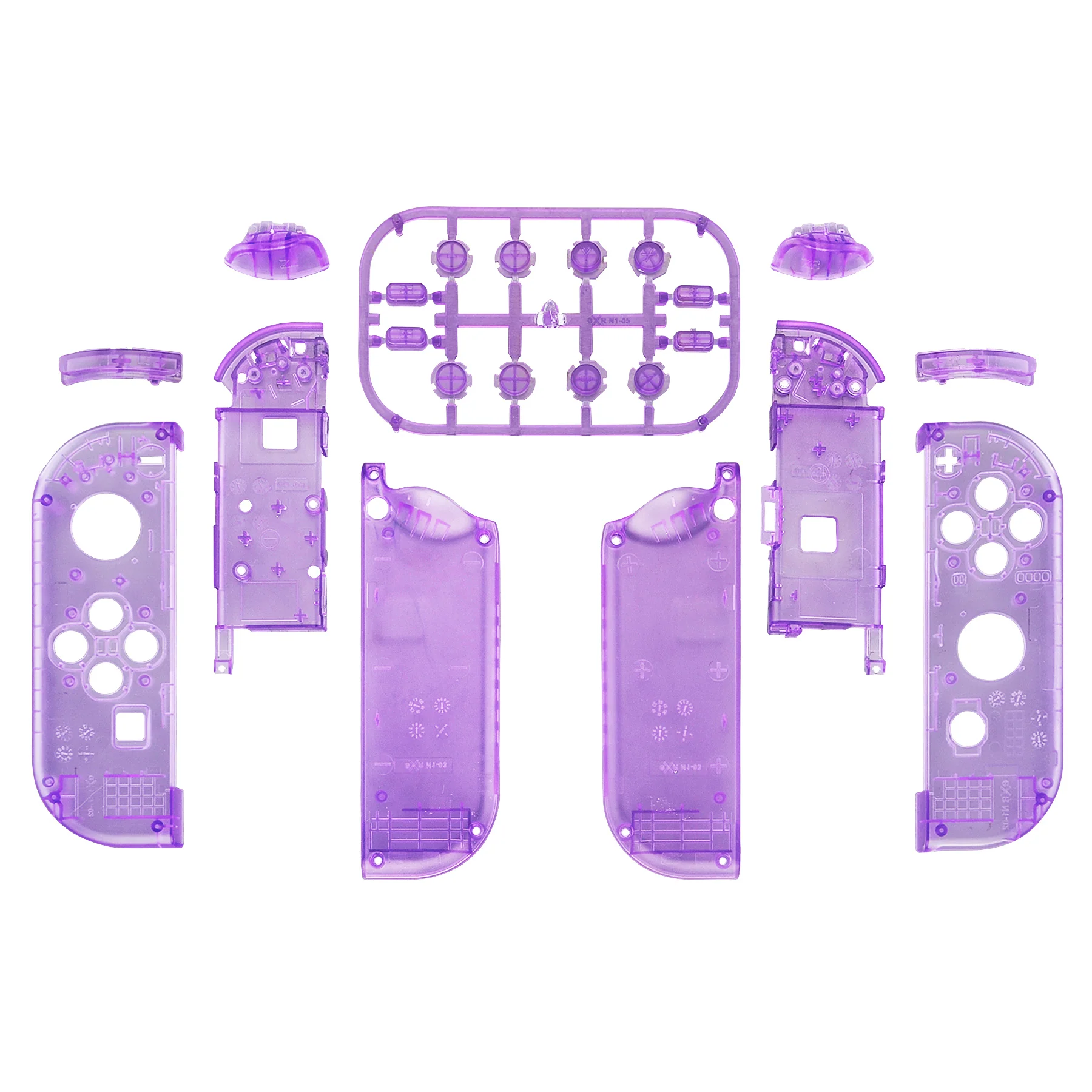 eXtremeRate Replacement Full Set Shell Case with Buttons for Joycon of NS Switch - Clear Atomic Purple - Image 2