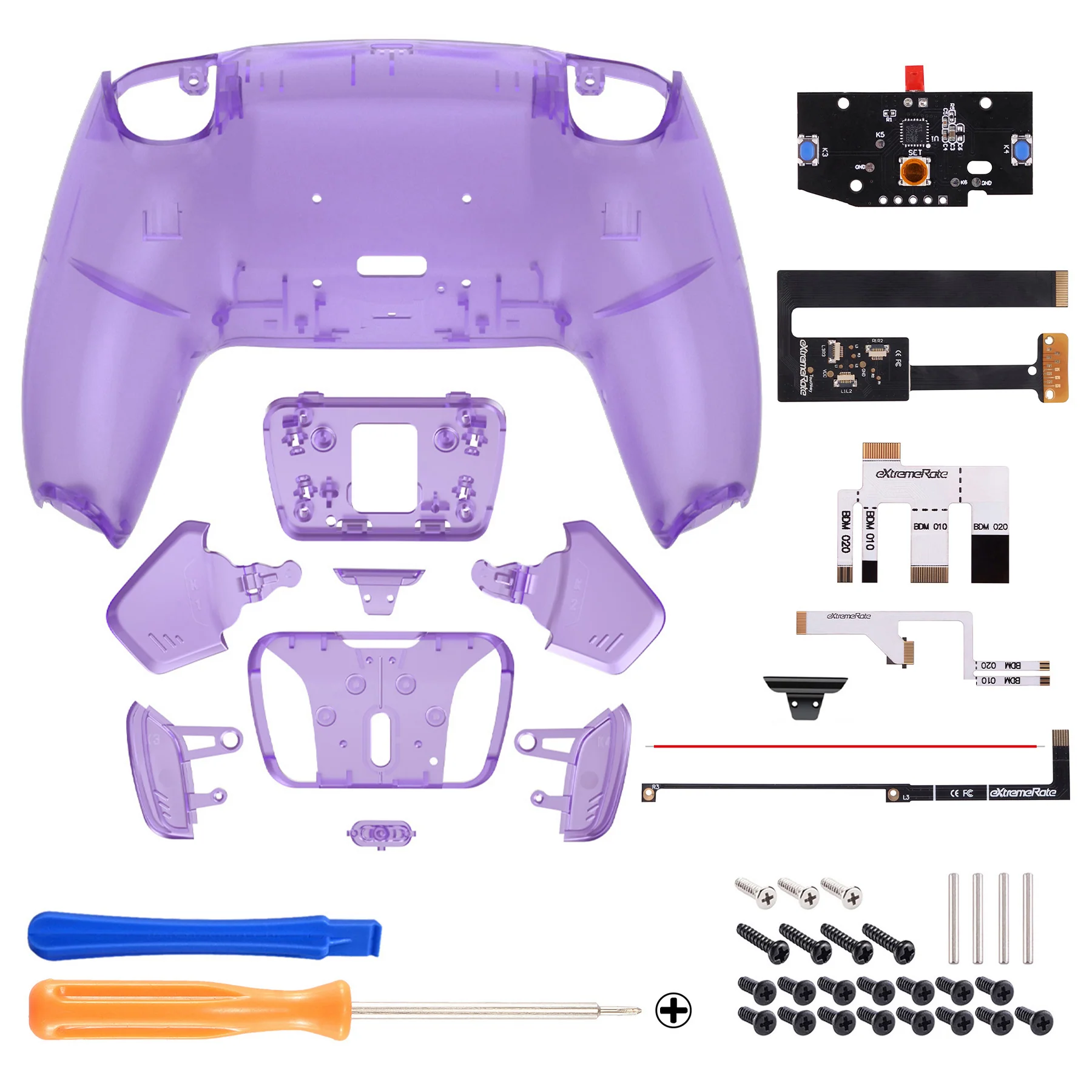 eXtremeRate Remappable RISE4 Remap Kit for PS5 Controller BDM-010/020 - Clear Atomic Purple - Image 2