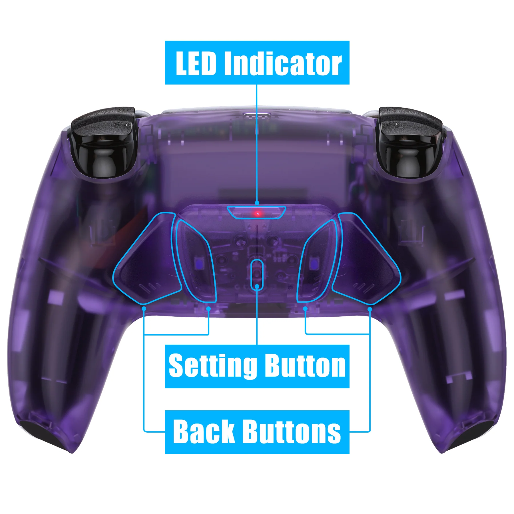eXtremeRate Remappable RISE4 Remap Kit for PS5 Controller BDM-010/020 - Clear Atomic Purple - Image 4