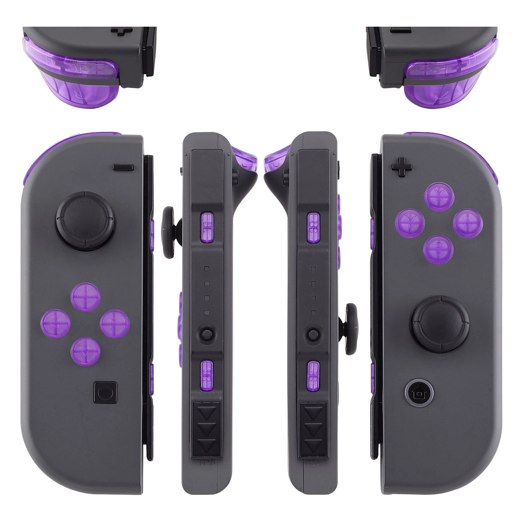 eXtremeRate Replacement Full Set Buttons for Joycon of NS Switch - Clear Atomic Purple - Image 3