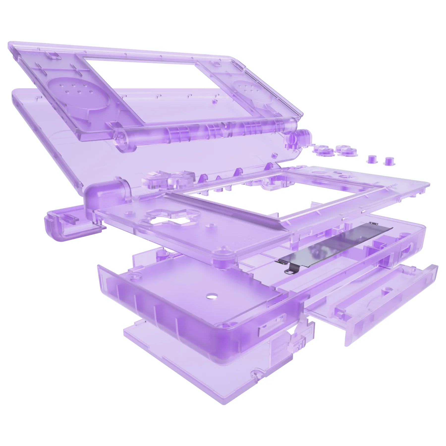 eXtremeRate Replacement Full Housing Shell & Buttons with Screen Lens for Nintendo DS Lite NDSL - Clear Atomic Purple - Image 4
