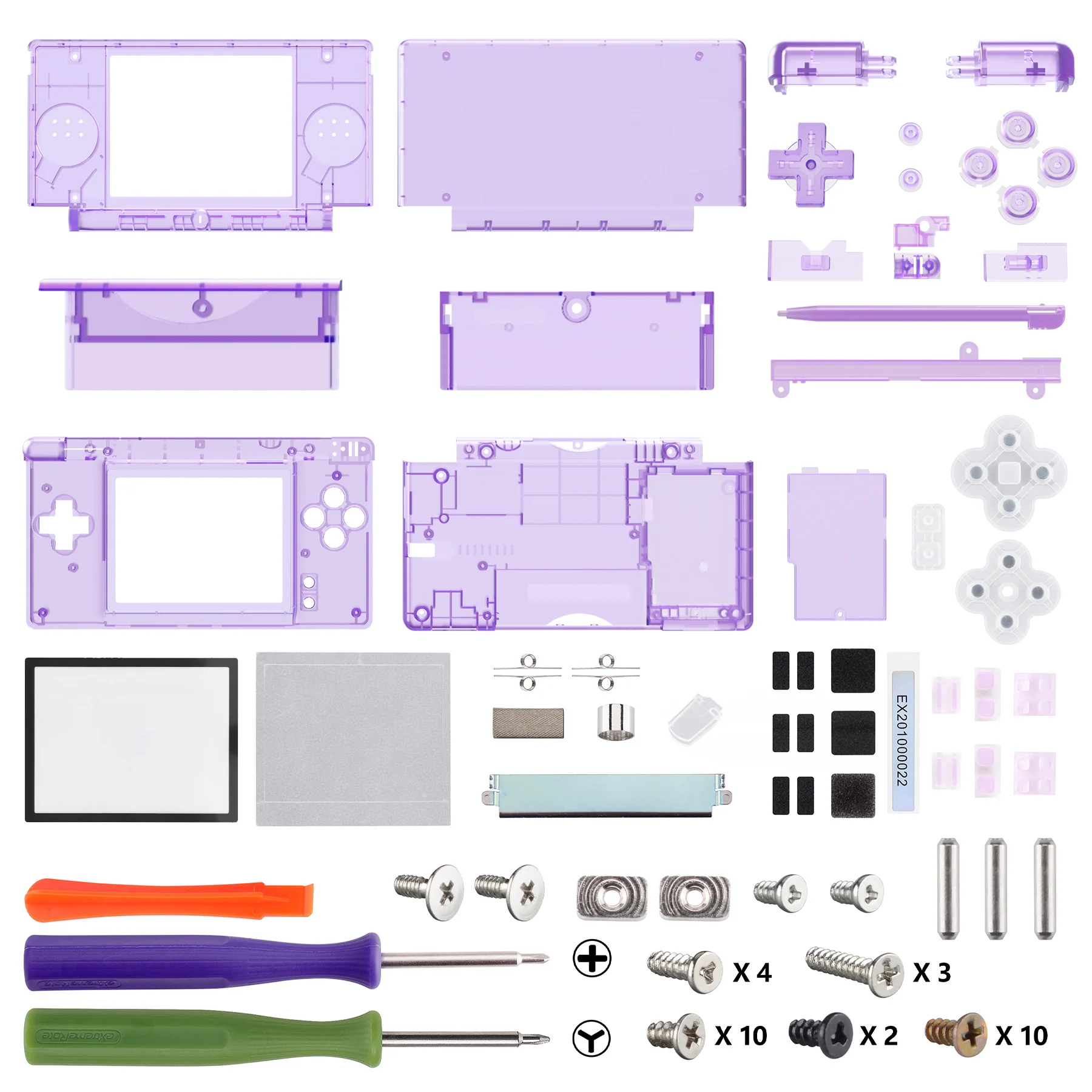 eXtremeRate Replacement Full Housing Shell & Buttons with Screen Lens for Nintendo DS Lite NDSL - Clear Atomic Purple - Image 5