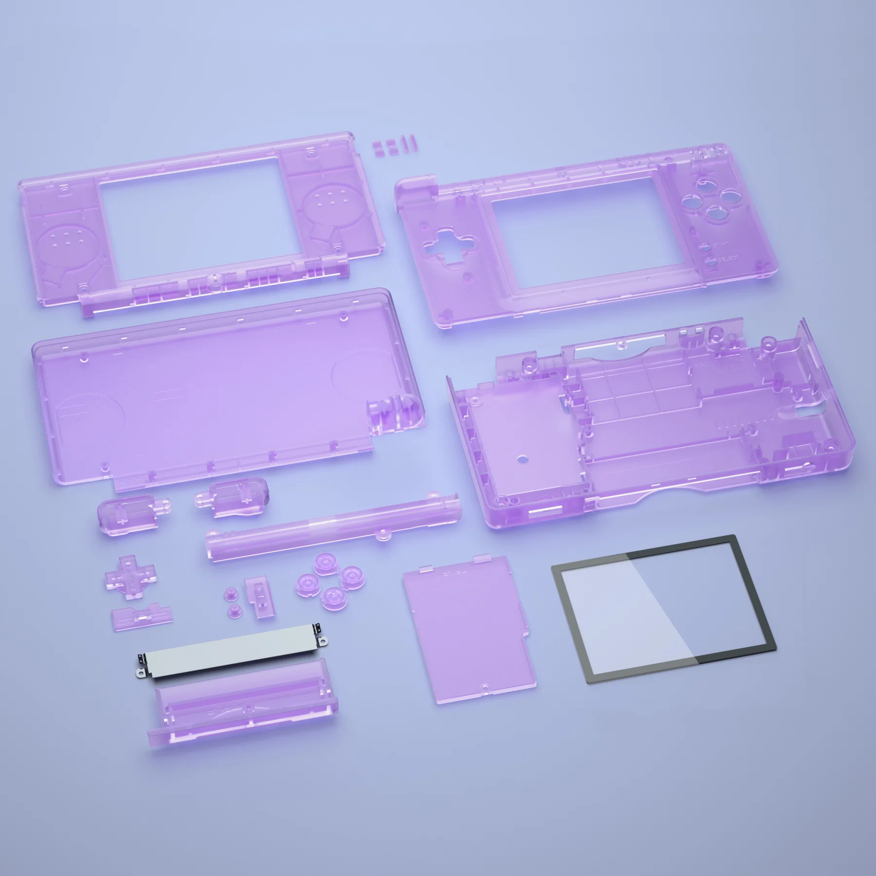 eXtremeRate Replacement Full Housing Shell & Buttons with Screen Lens for Nintendo DS Lite NDSL - Clear Atomic Purple - Image 6