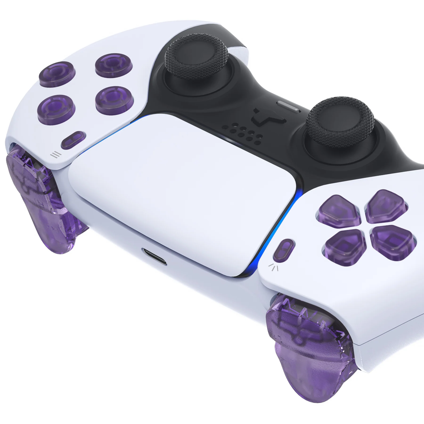 eXtremeRate Replacement Full Set Buttons Compatible with PS5 Controller BDM-010/020 - Clear Atomic Purple - Image 6