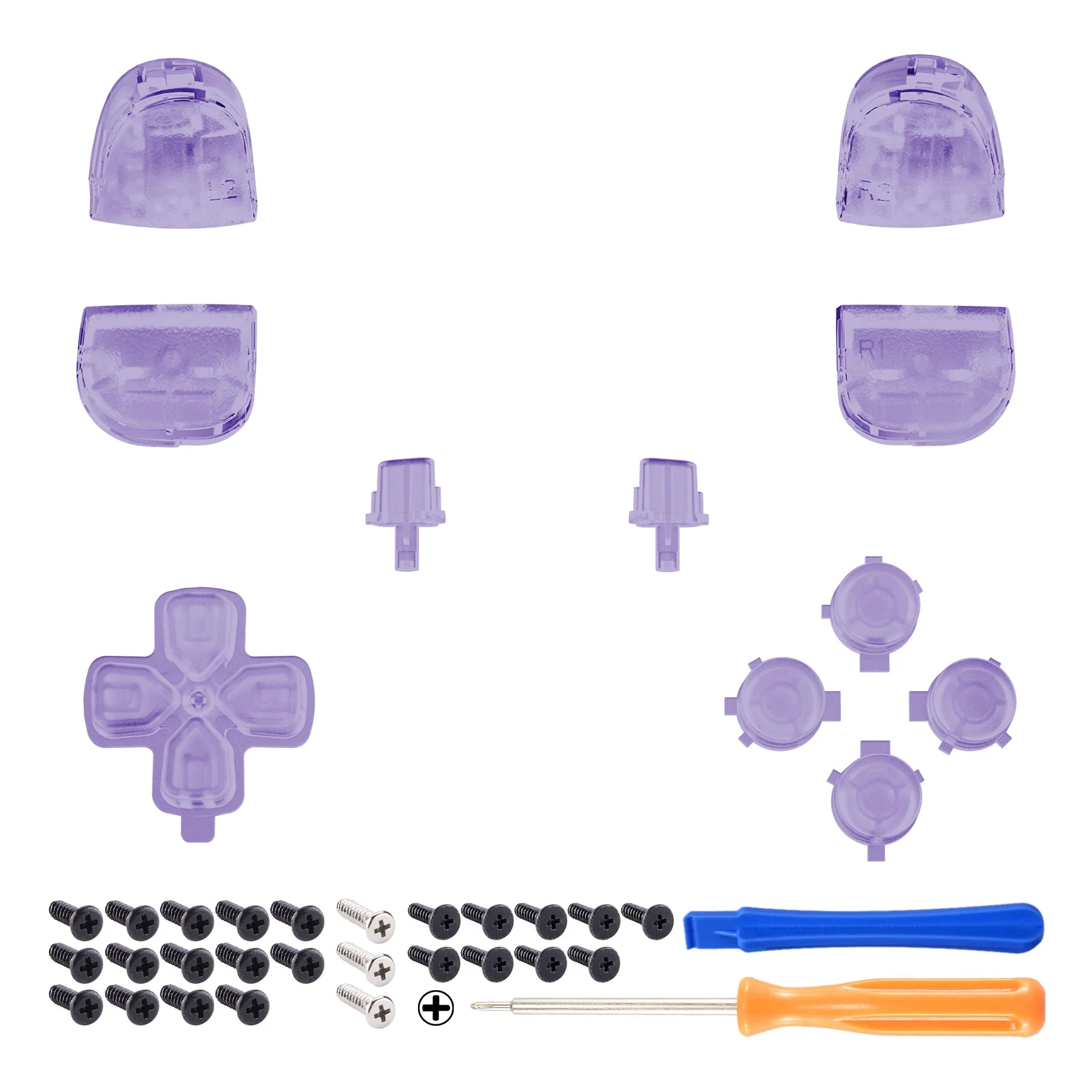 eXtremeRate Replacement Full Set Buttons Compatible with PS5 Controller BDM-010/020 - Clear Atomic Purple - Image 8