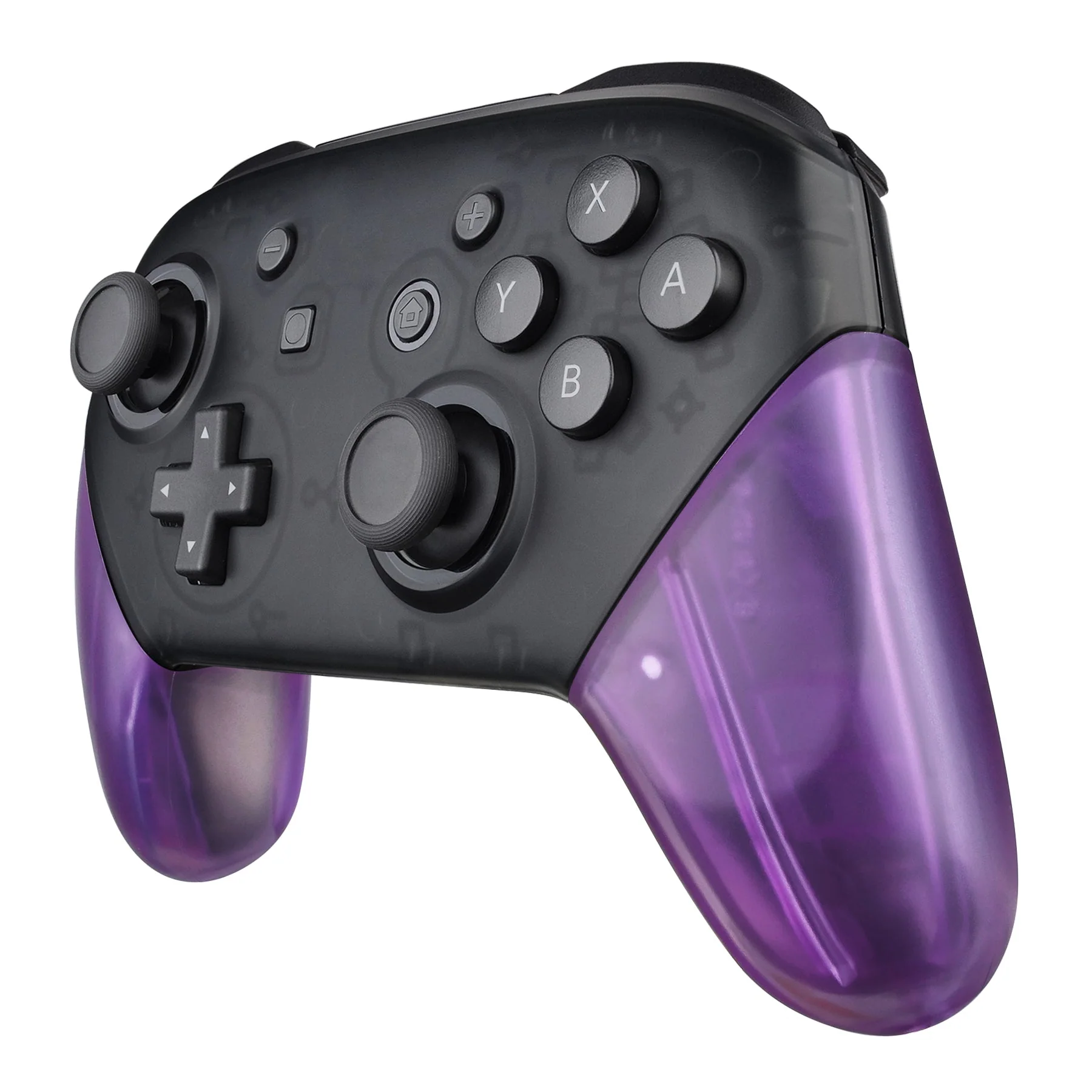 eXtremeRate Replacement Handle Grips for Nintendo Switch Pro Controller - Clear Atomic Purple - Image 3
