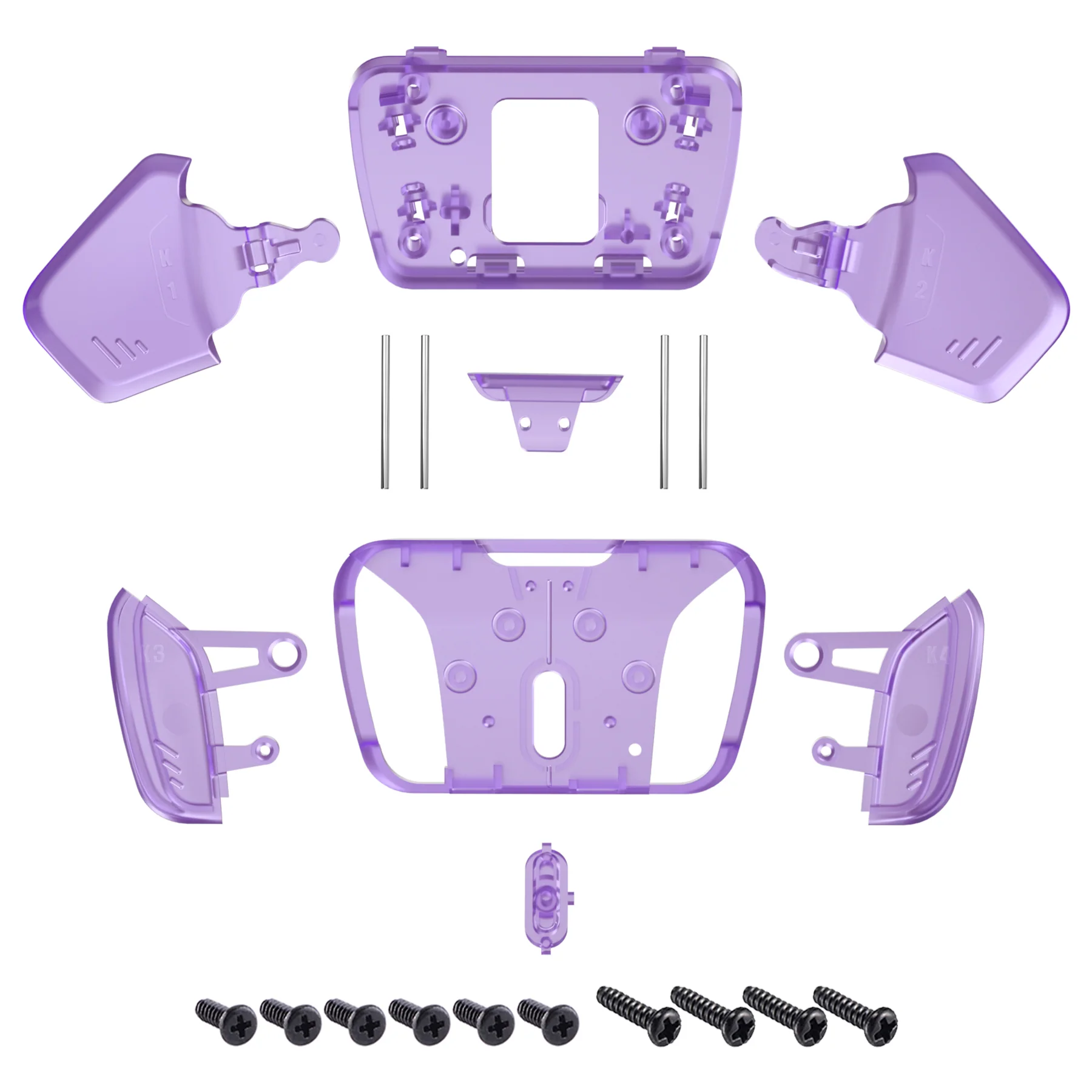 eXtremeRate Replacement Redesigned K1 K2 K3 K4 Back Buttons Housing Shell for eXtremeRate RISE4 Remap Kit, Compatible with PS5 Controller - Clear Atomic Purple - Image 2