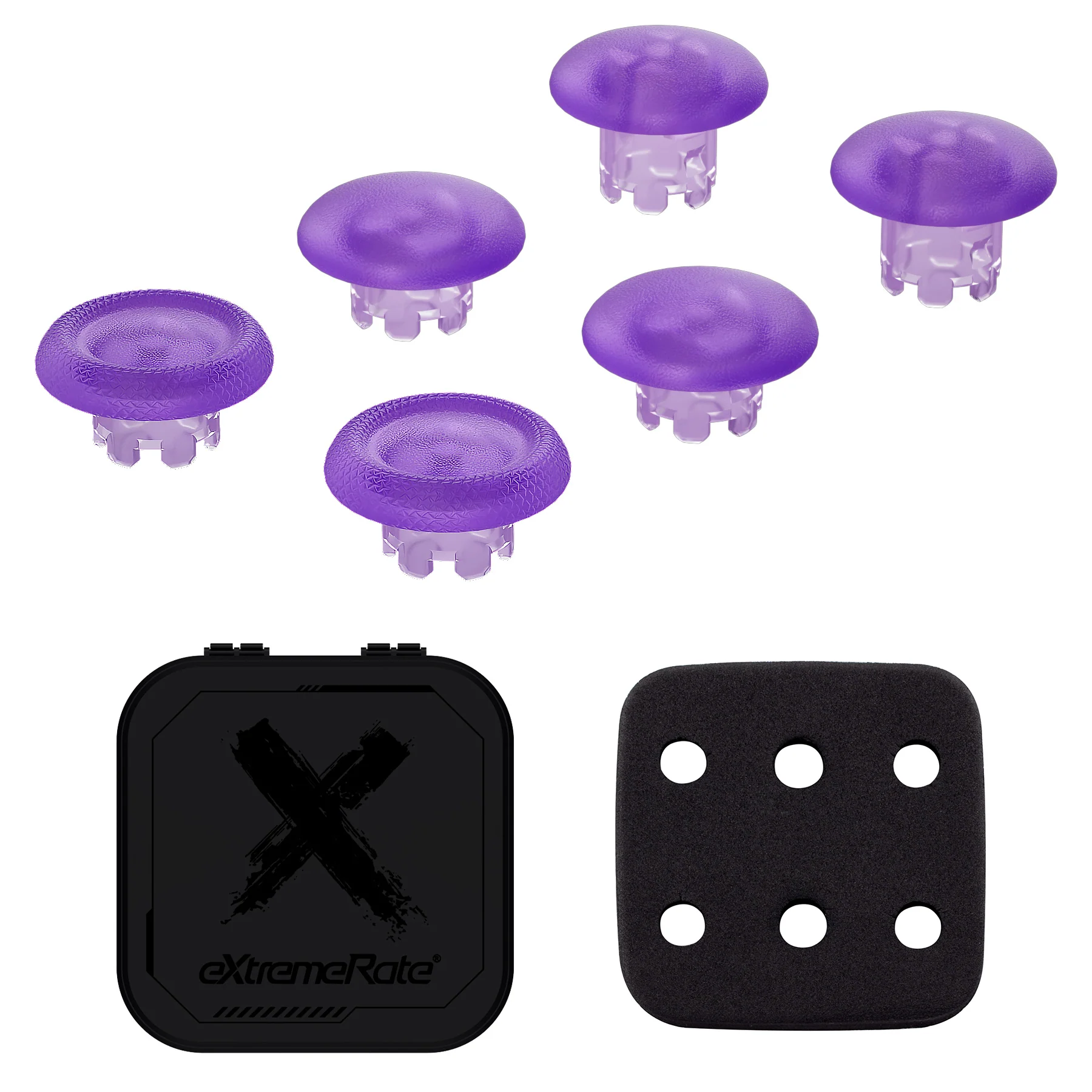 eXtremeRate Replacement Swappable Thumbsticks for PS5 Edge Controller - Clear Atomic Purple - Image 2
