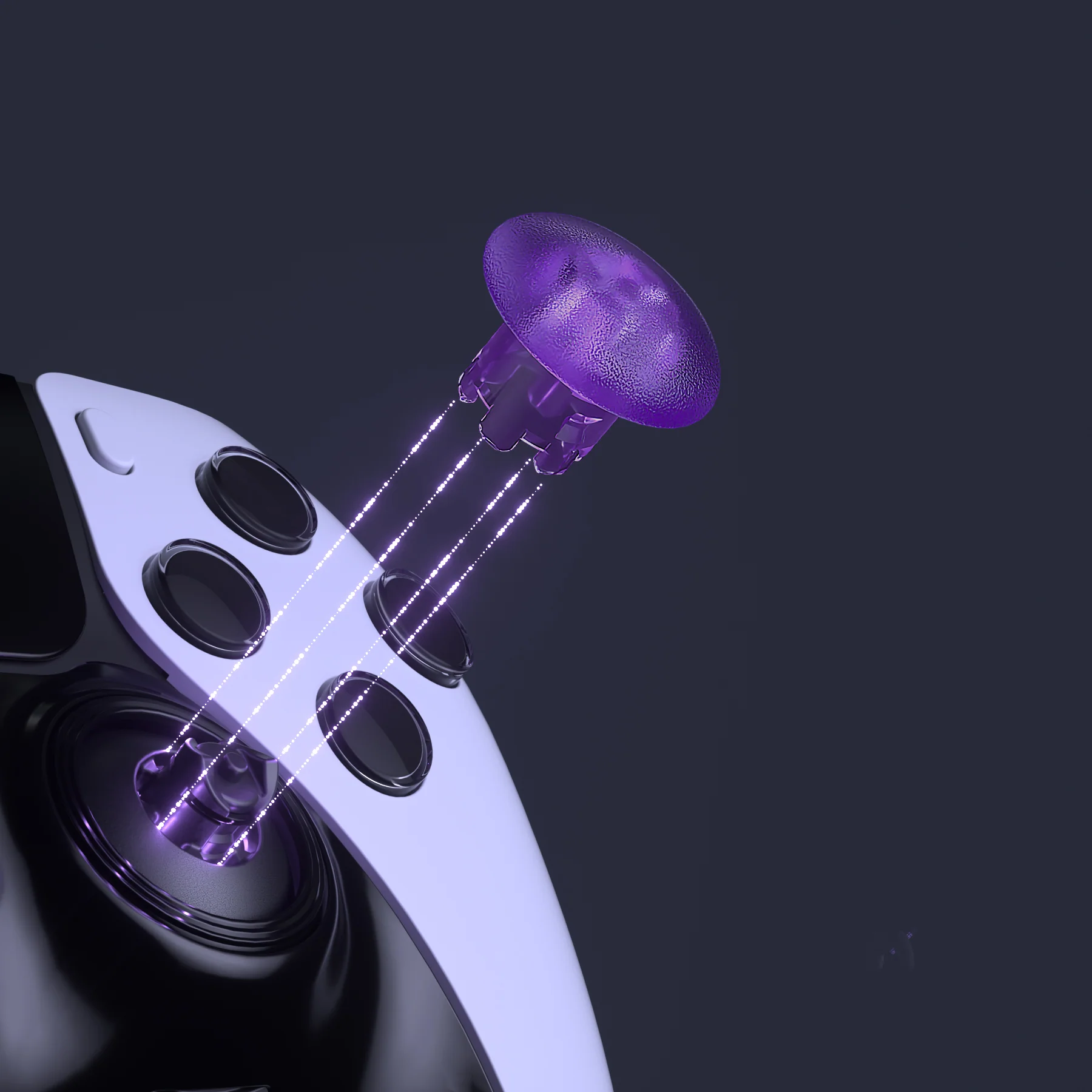 eXtremeRate Replacement Swappable Thumbsticks for PS5 Edge Controller - Clear Atomic Purple - Image 6