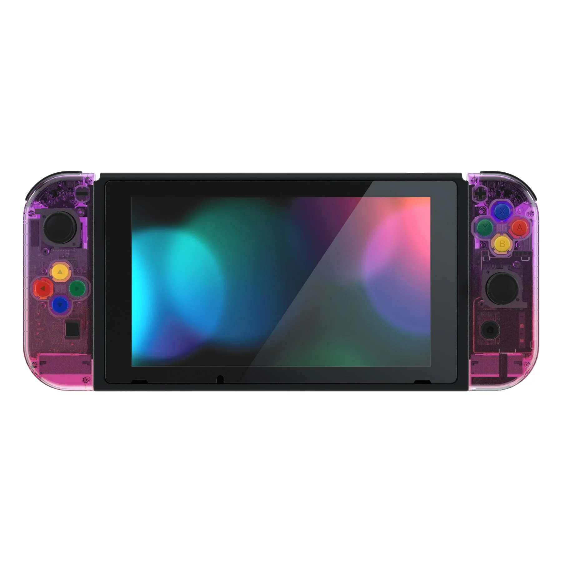 eXtremeRate Replacement Full Set Shells with Buttons for Nintendo Switch - Clear Atomic Purple - Image 3