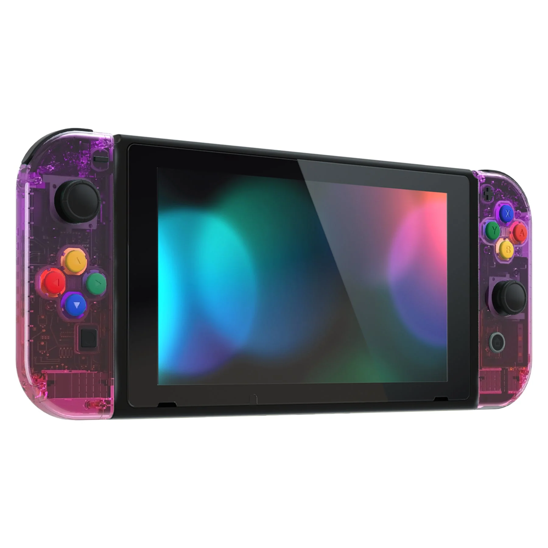 eXtremeRate Replacement Full Set Shells with Buttons for Nintendo Switch - Clear Atomic Purple - Image 4