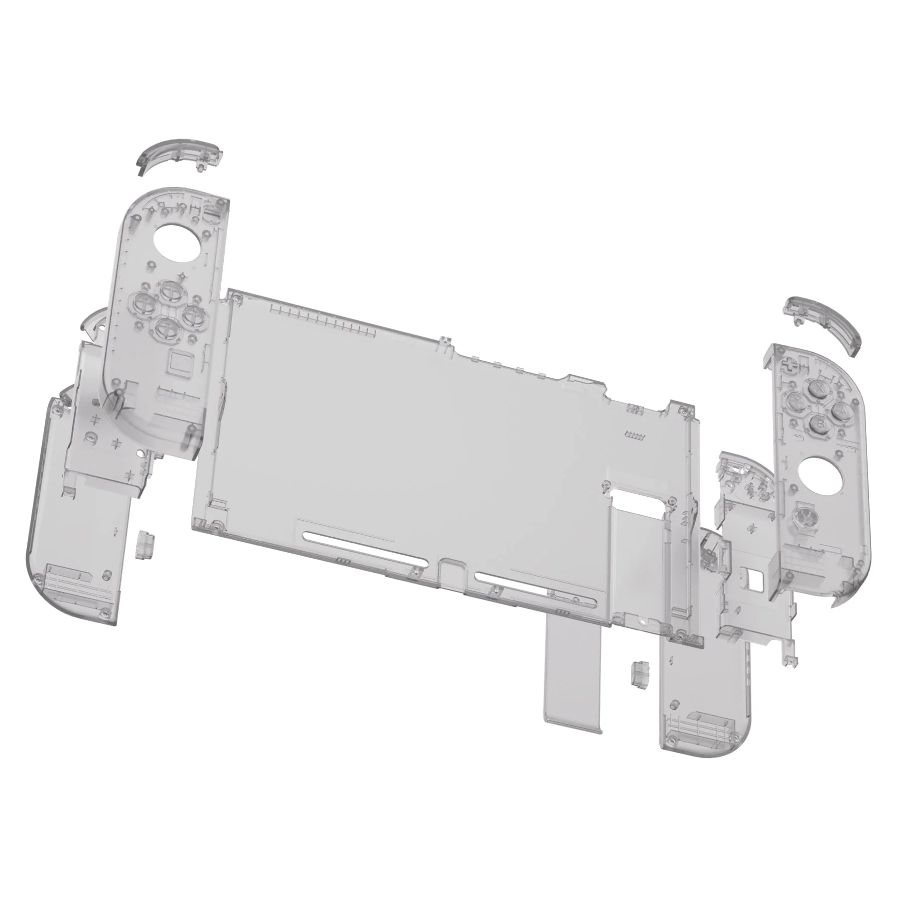 eXtremeRate Replacement Full Set Shells with Buttons for Nintendo Switch - Clear Black - Image 4