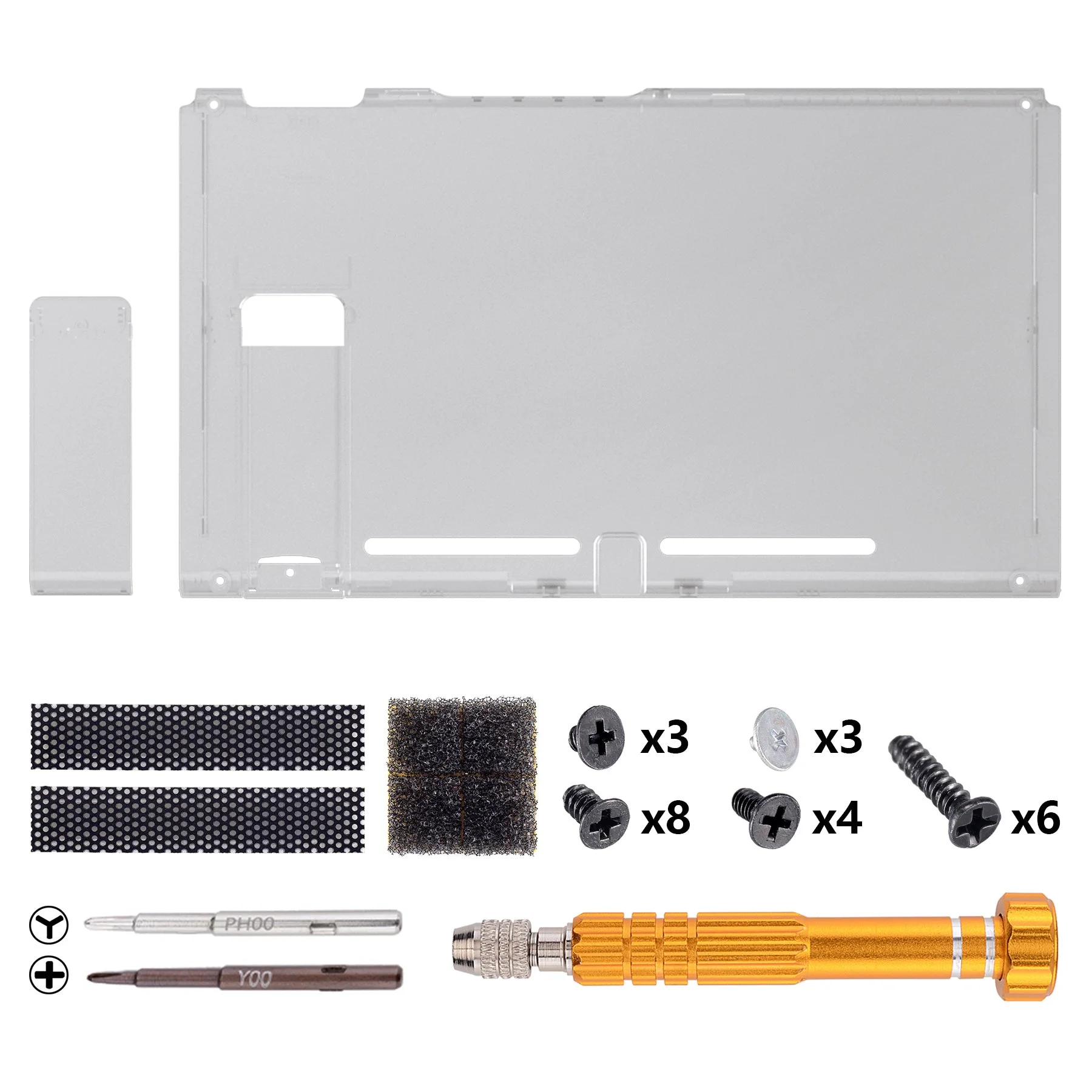 eXtremeRate Replacement Back Plate with Kickstand for Nintendo Switch Console - Clear Black - Image 3