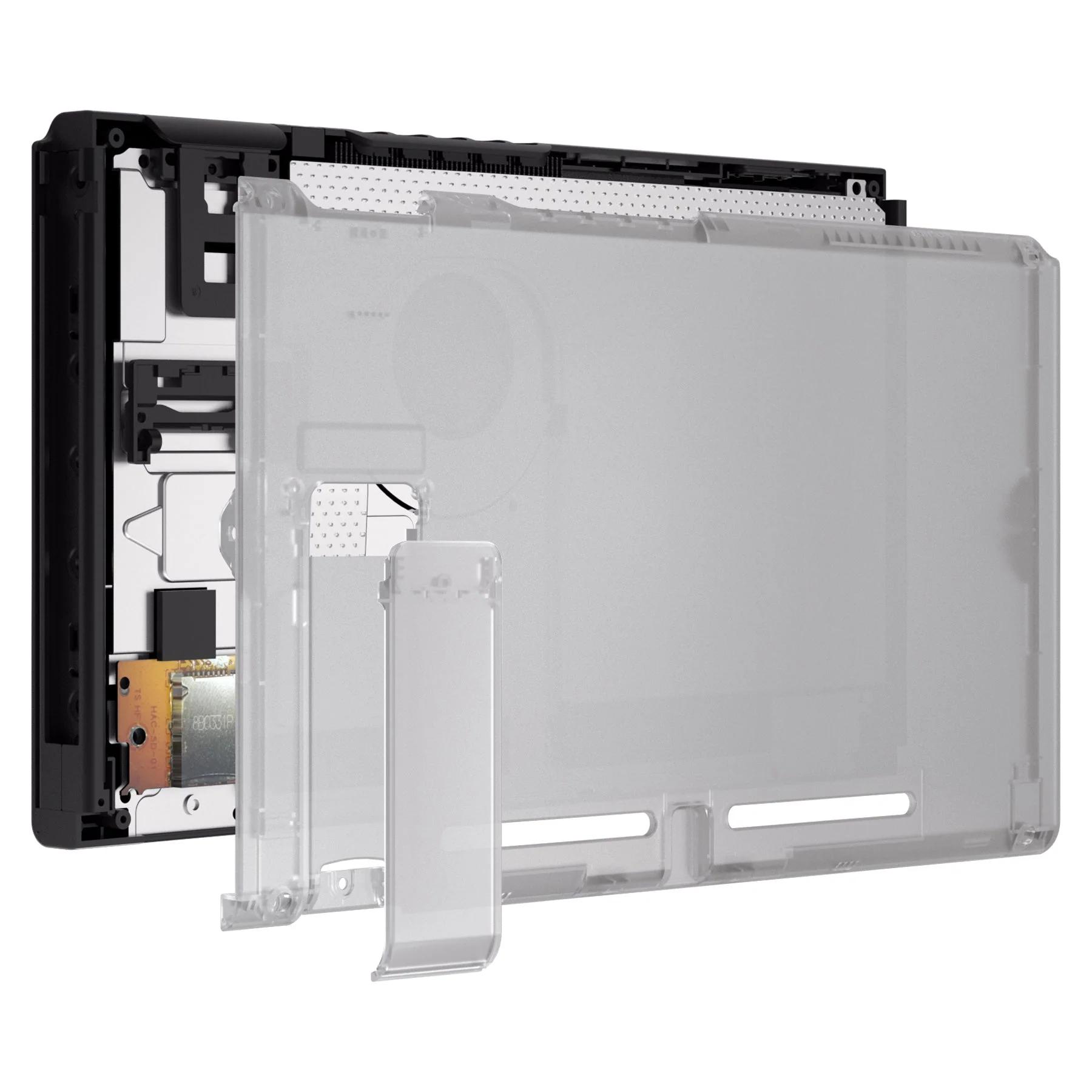 eXtremeRate Replacement Back Plate with Kickstand for Nintendo Switch Console - Clear Black - Image 6