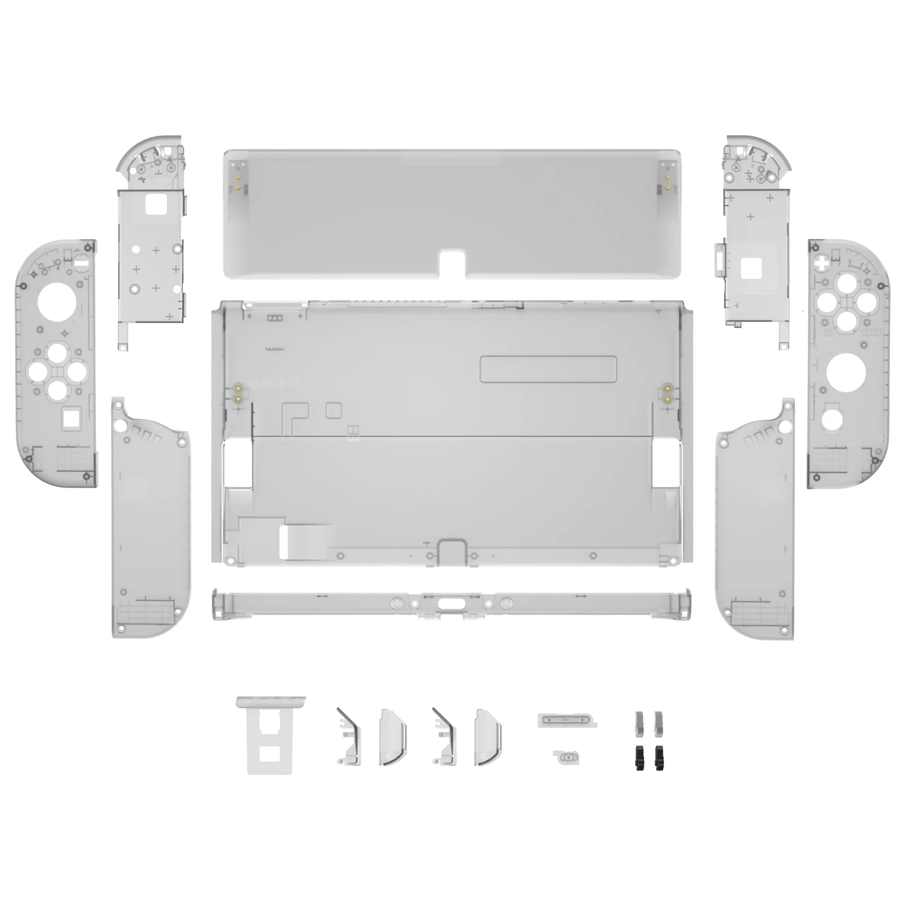 eXtremeRate Custom Replacement Full Set Shell with Buttons for Nintendo Switch OLED - Clear Black - Image 11