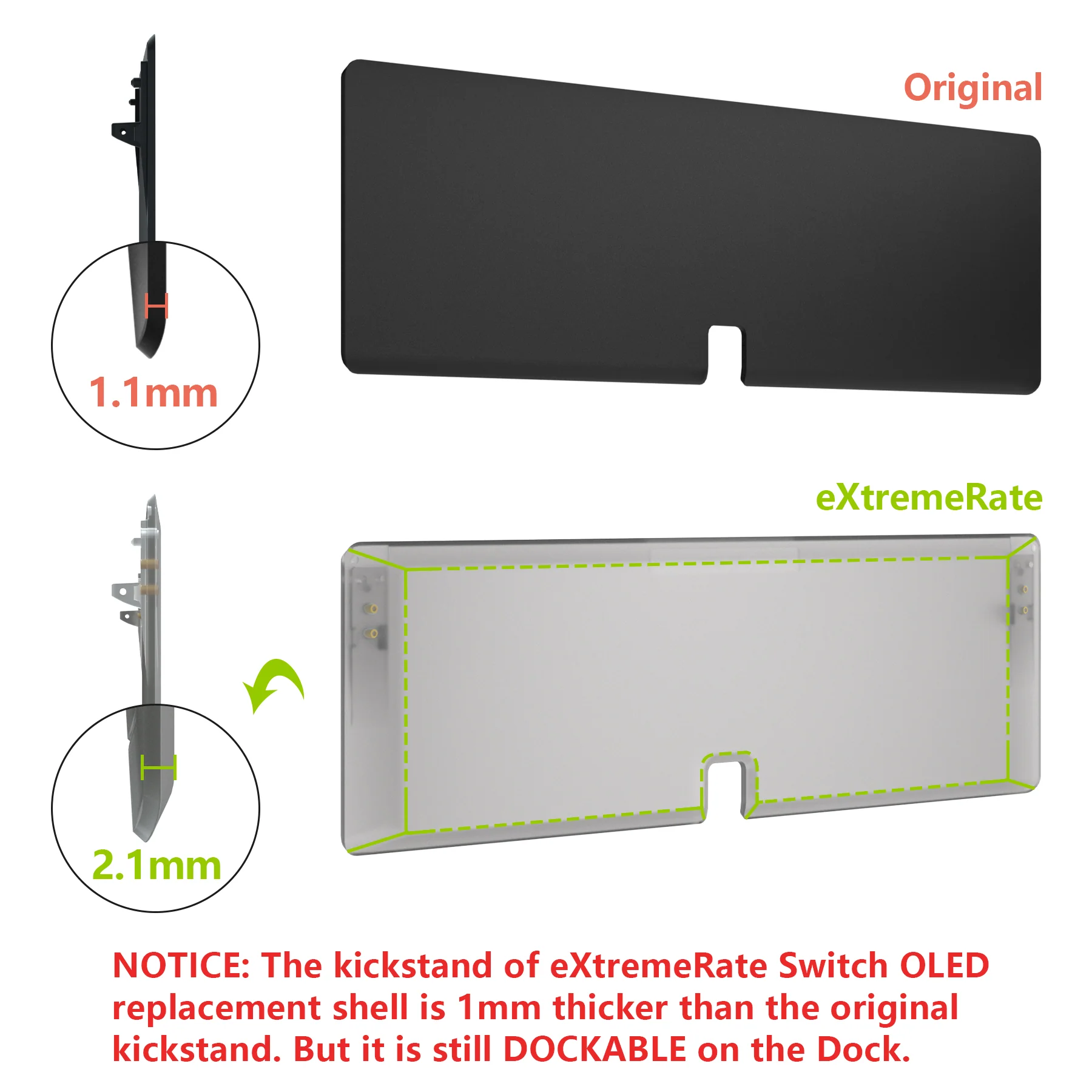 eXtremeRate Custom Replacement Full Set Shell with Buttons for Nintendo Switch OLED - Clear Black - Image 13
