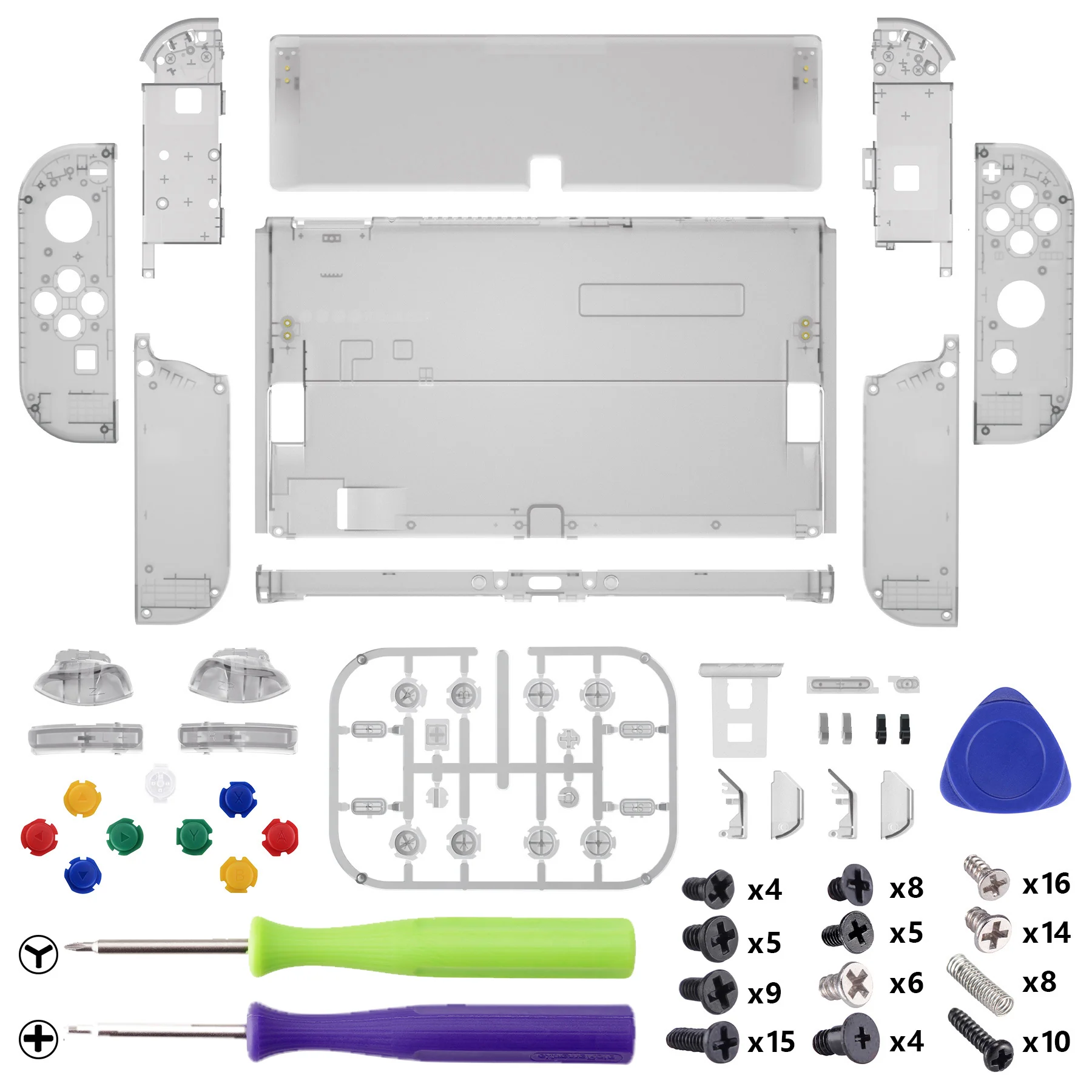eXtremeRate Custom Replacement Full Set Shell with Buttons for Nintendo Switch OLED - Clear Black - Image 2