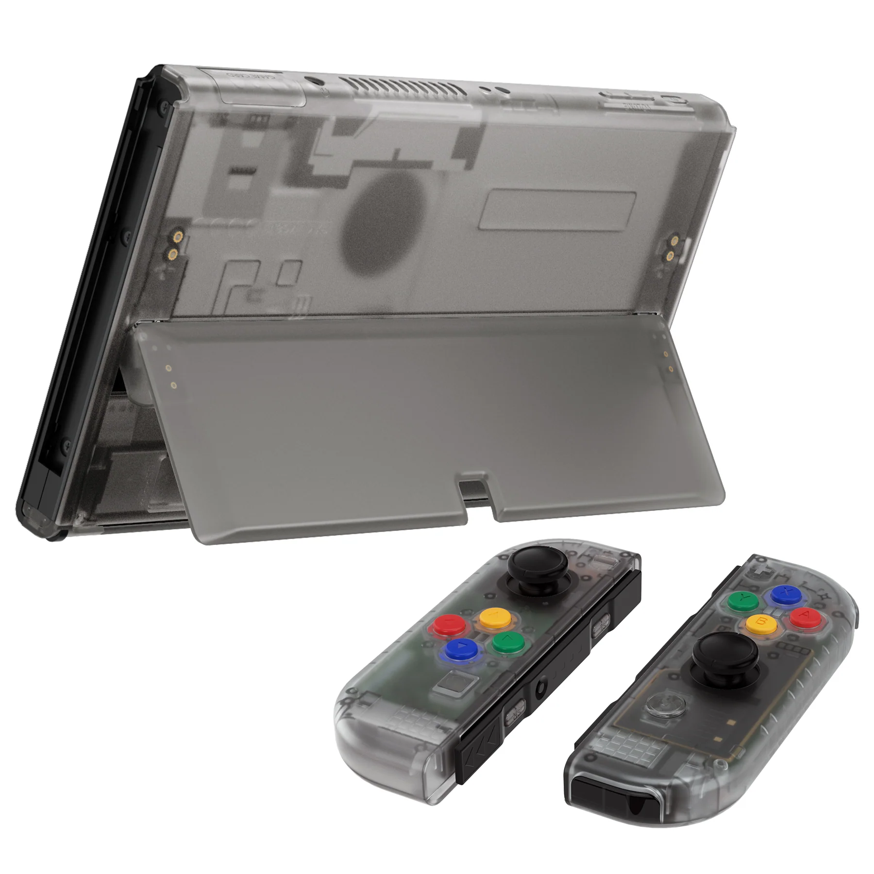 eXtremeRate Custom Replacement Full Set Shell with Buttons for Nintendo Switch OLED - Clear Black - Image 7