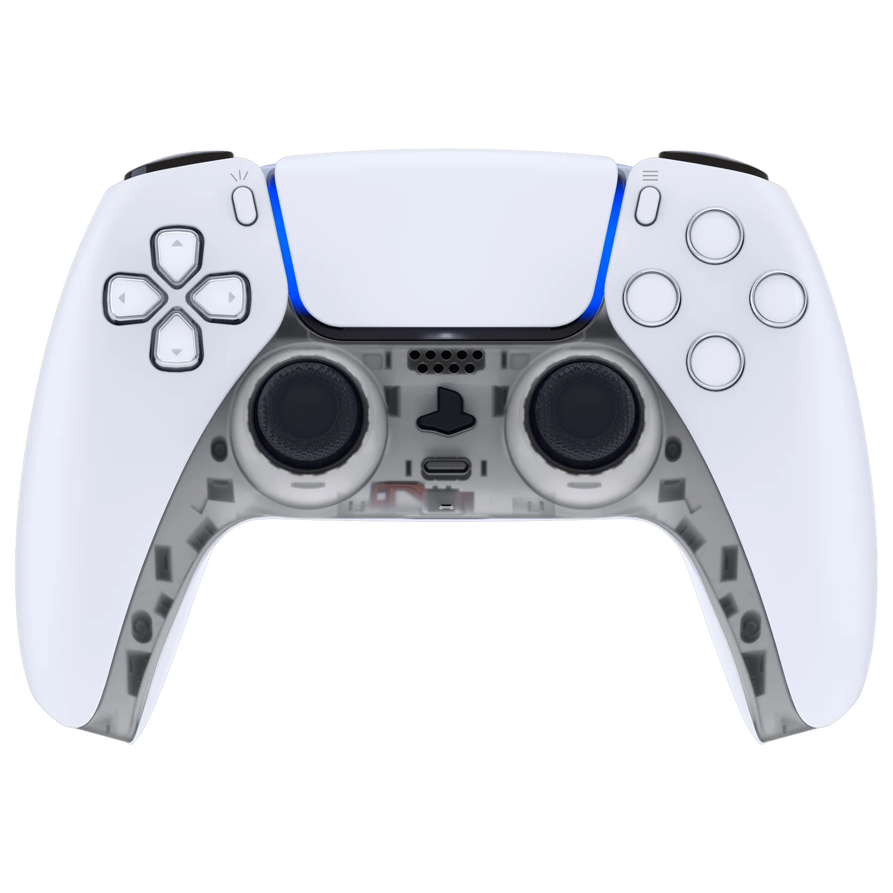 eXtremeRate Replacement Decorative Trim Shell with Accent Rings Compatible with PS5 Controller BDM-010/020/030/040/050 - Clear Black - Image 2
