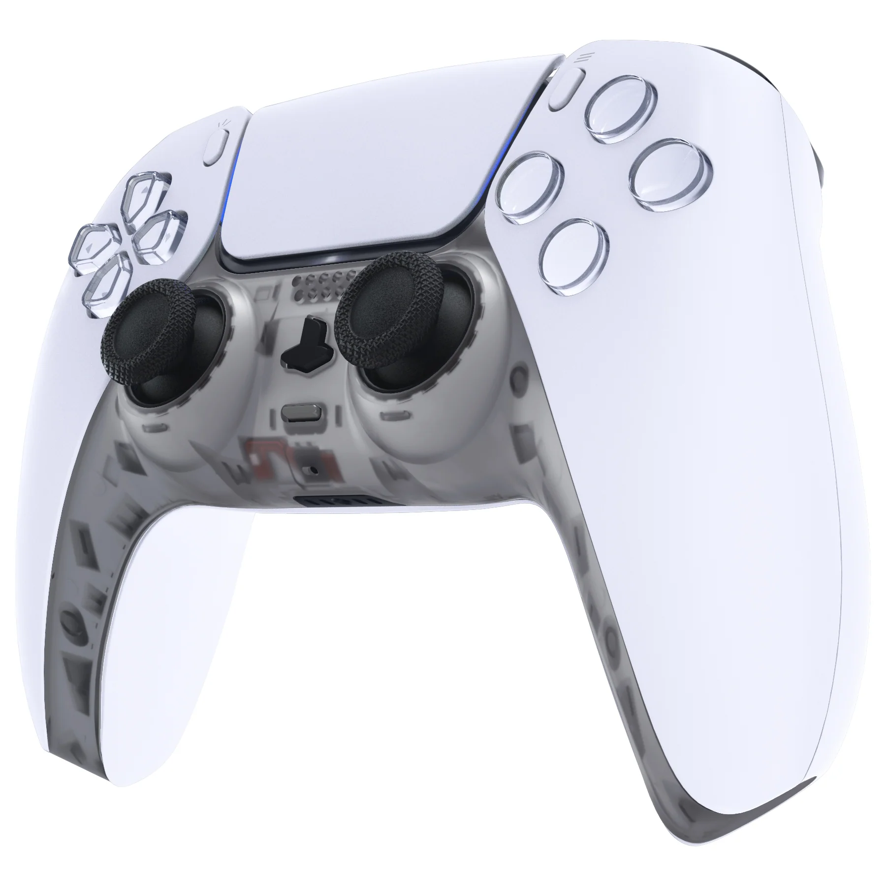 eXtremeRate Replacement Decorative Trim Shell with Accent Rings Compatible with PS5 Controller BDM-010/020/030/040/050 - Clear Black - Image 4