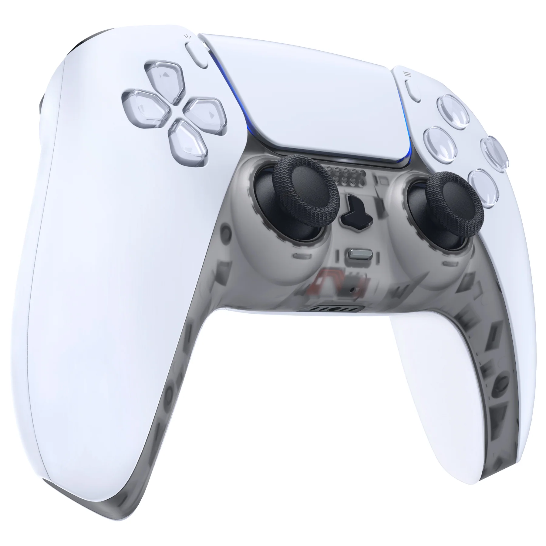 eXtremeRate Replacement Decorative Trim Shell with Accent Rings Compatible with PS5 Controller BDM-010/020/030/040/050 - Clear Black - Image 5