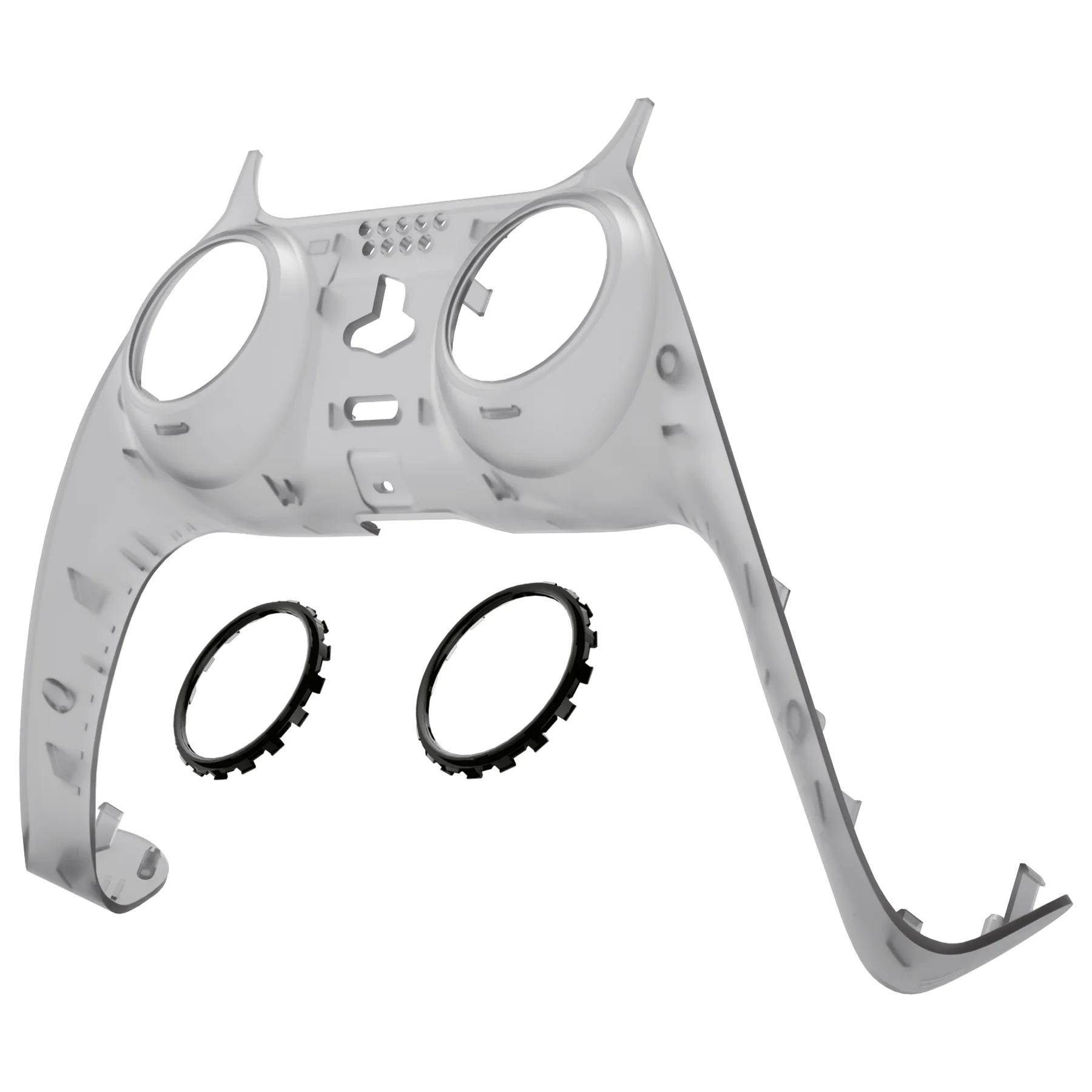 eXtremeRate Replacement Decorative Trim Shell with Accent Rings Compatible with PS5 Controller BDM-010/020/030/040/050 - Clear Black - Image 6
