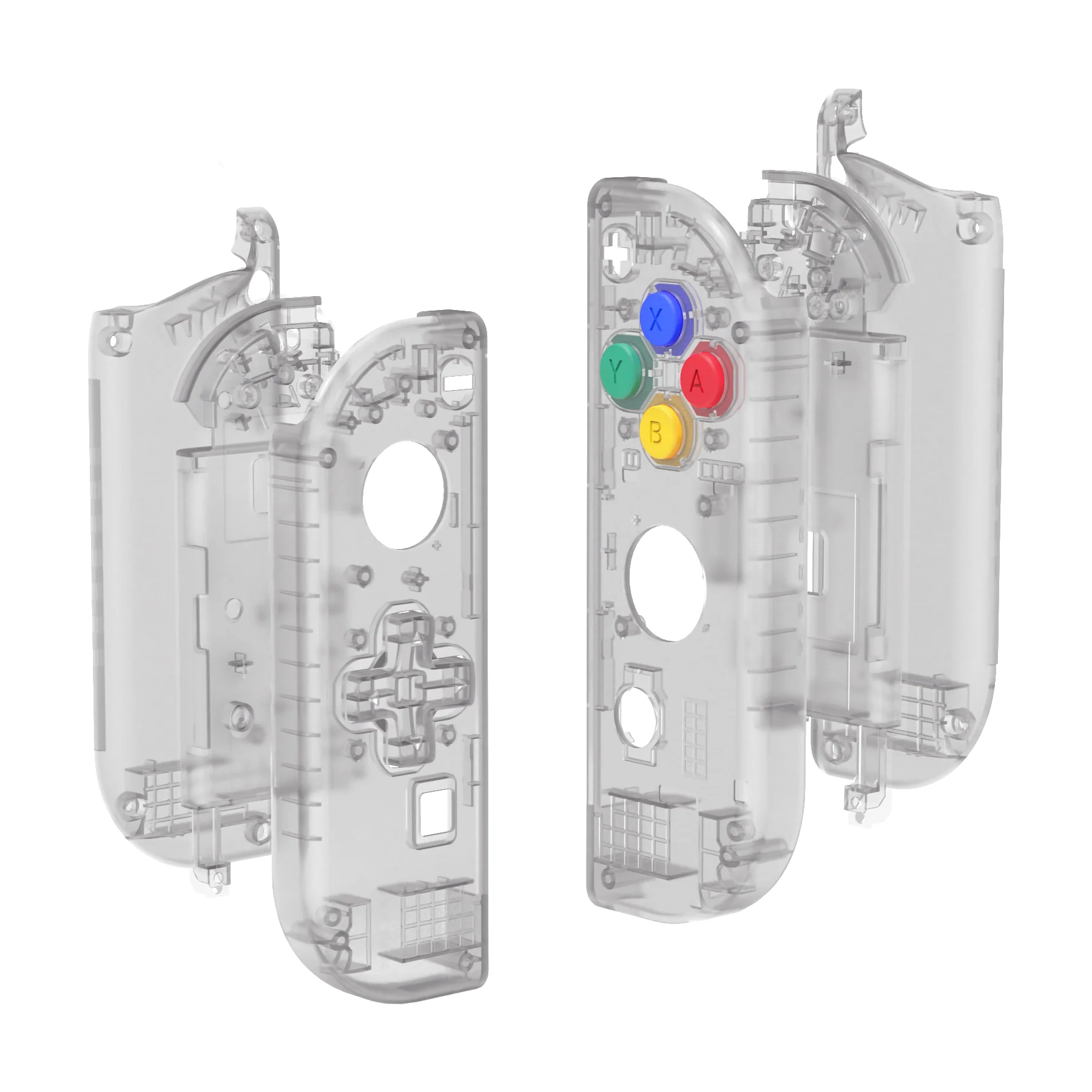 eXtremeRate Dpad Version Replacement Full Set Shell Case with Buttons for Joycon of NS Switch - Clear Black - Image 10