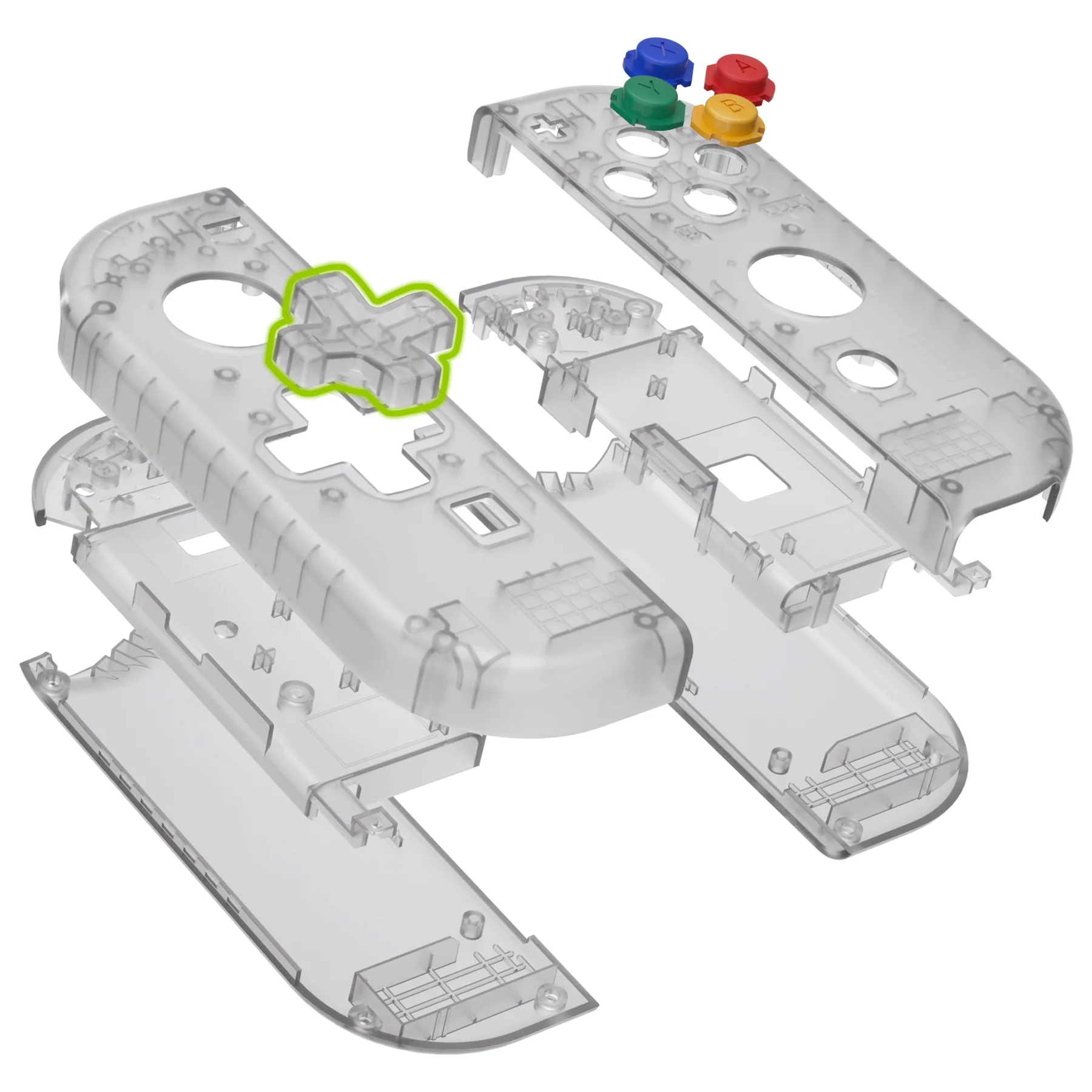 eXtremeRate Dpad Version Replacement Full Set Shell Case with Buttons for Joycon of NS Switch - Clear Black - Image 12