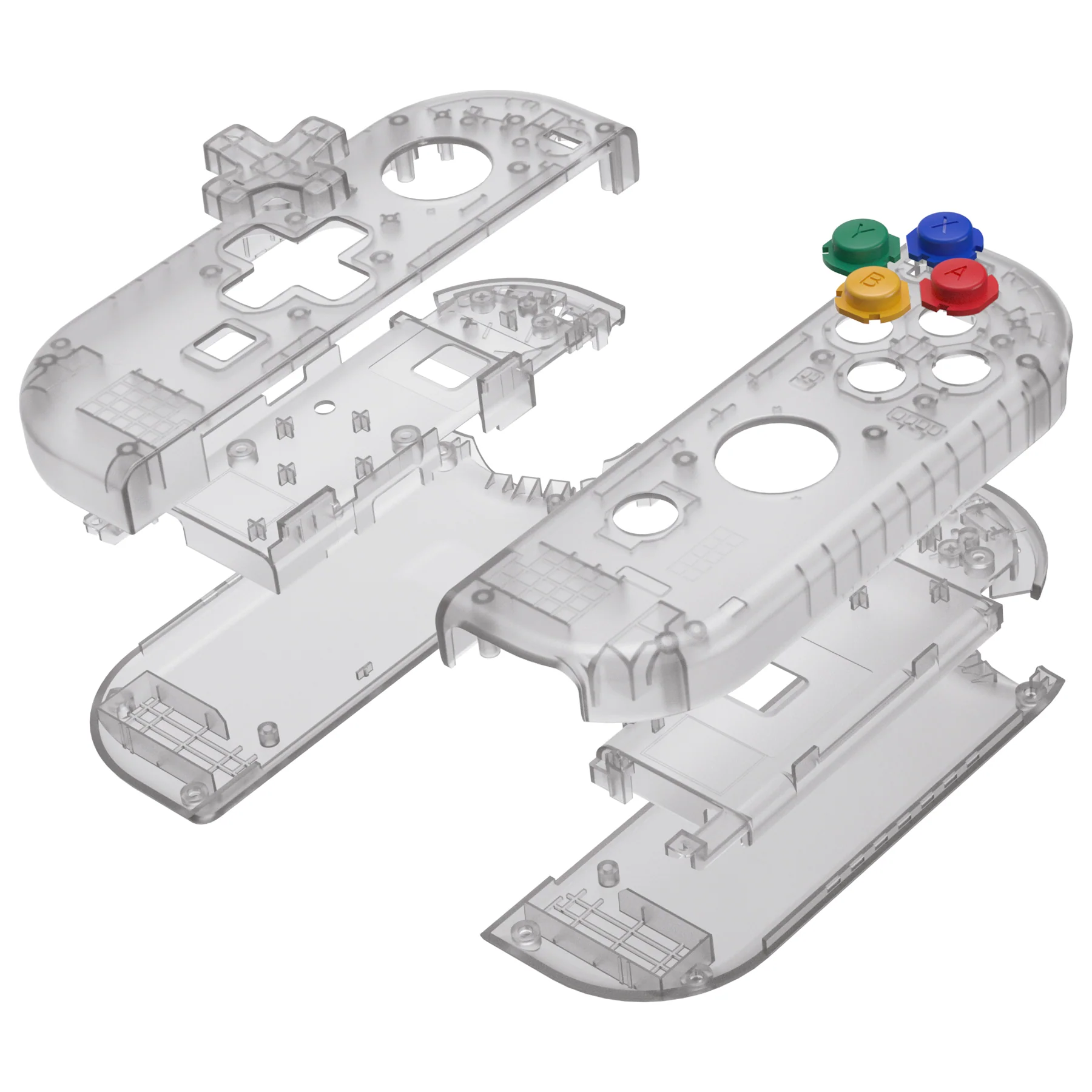 eXtremeRate Dpad Version Replacement Full Set Shell Case with Buttons for Joycon of NS Switch - Clear Black - Image 13