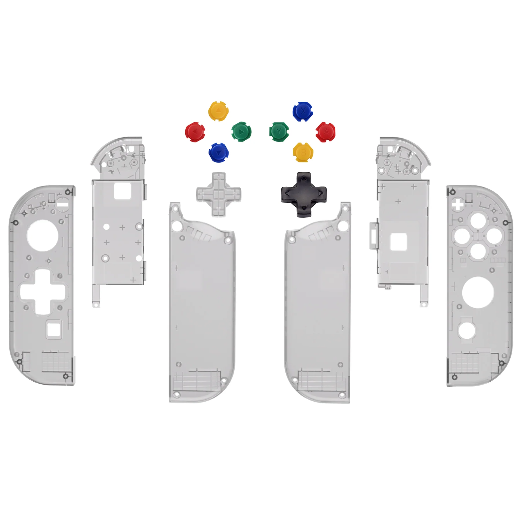 eXtremeRate Dpad Version Replacement Full Set Shell Case with Buttons for Joycon of NS Switch - Clear Black - Image 2