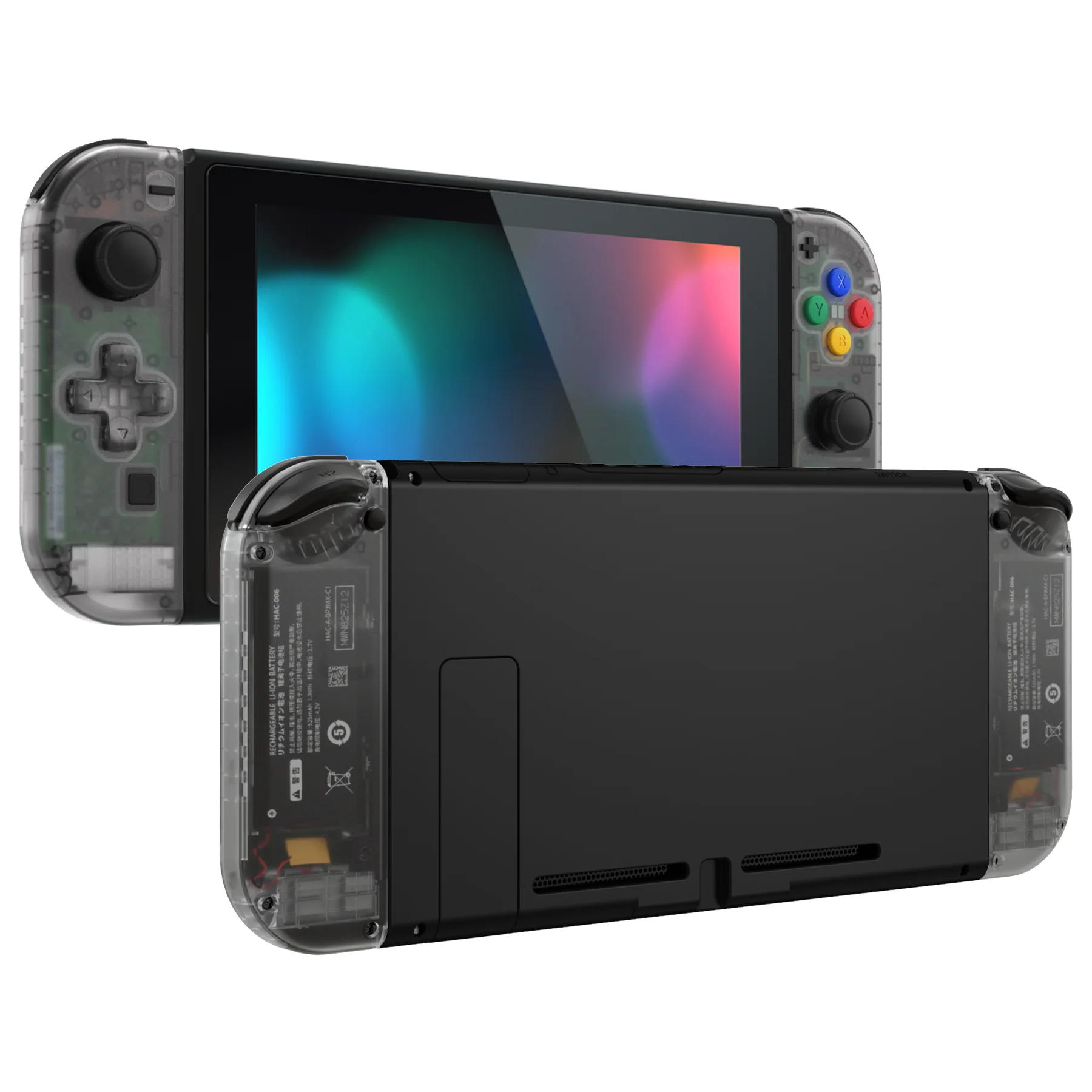 eXtremeRate Dpad Version Replacement Full Set Shell Case with Buttons for Joycon of NS Switch - Clear Black - Image 4