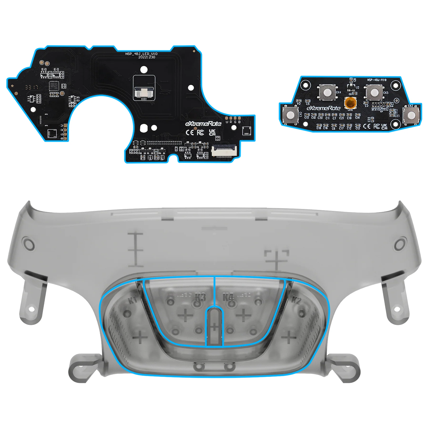 eXtremeRate Remappable RISE4 Remap Kit for Nintendo Switch Pro Controller - Clear Black - Image 8