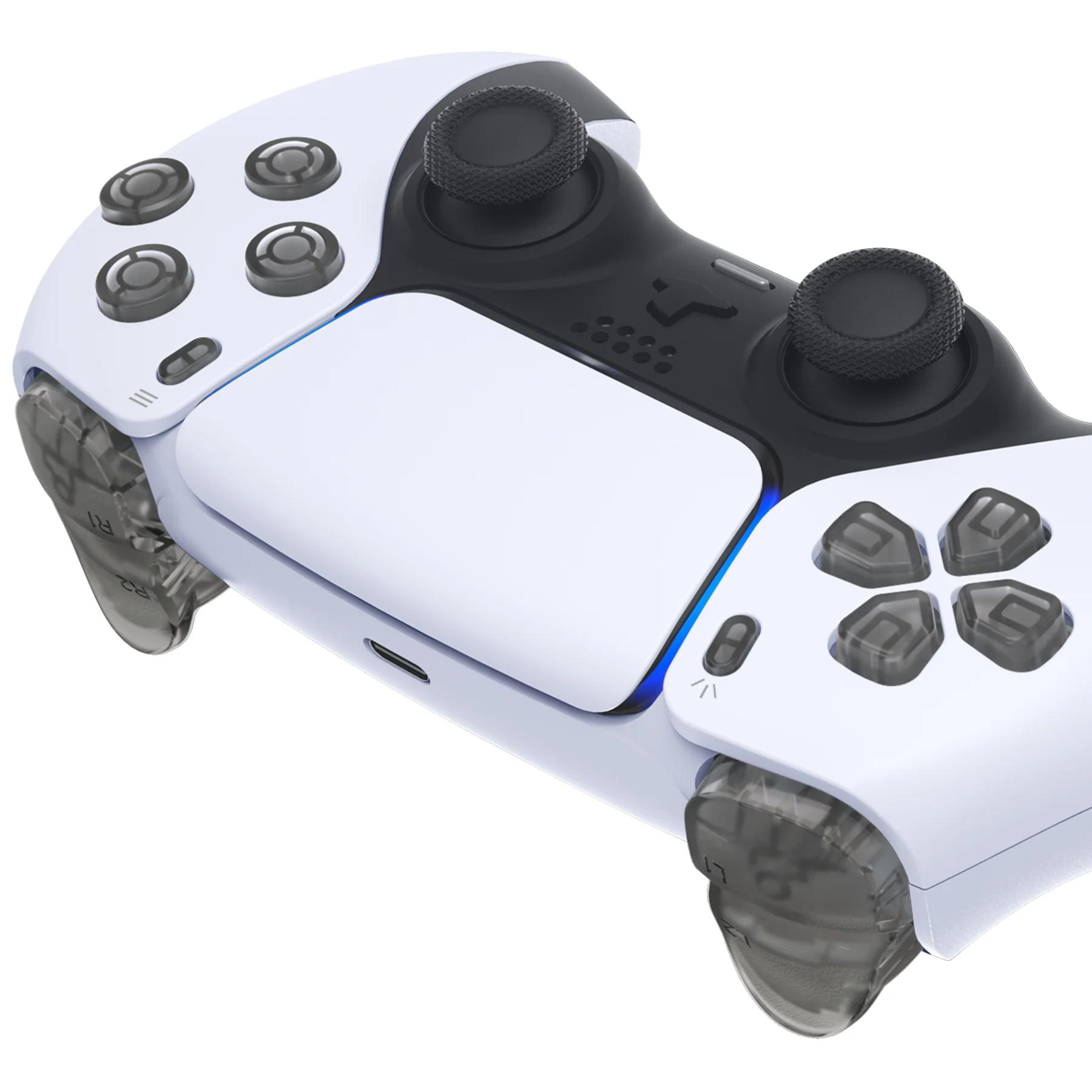 eXtremeRate Replacement Full Set Buttons Compatible with PS5 Controller BDM-030/040/050/060 - Clear Black - Image 7