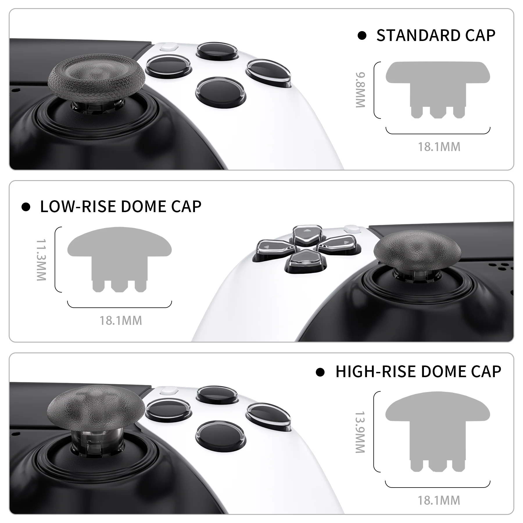 eXtremeRate Replacement Swappable Thumbsticks for PS5 Edge Controller - Clear Black - Image 3