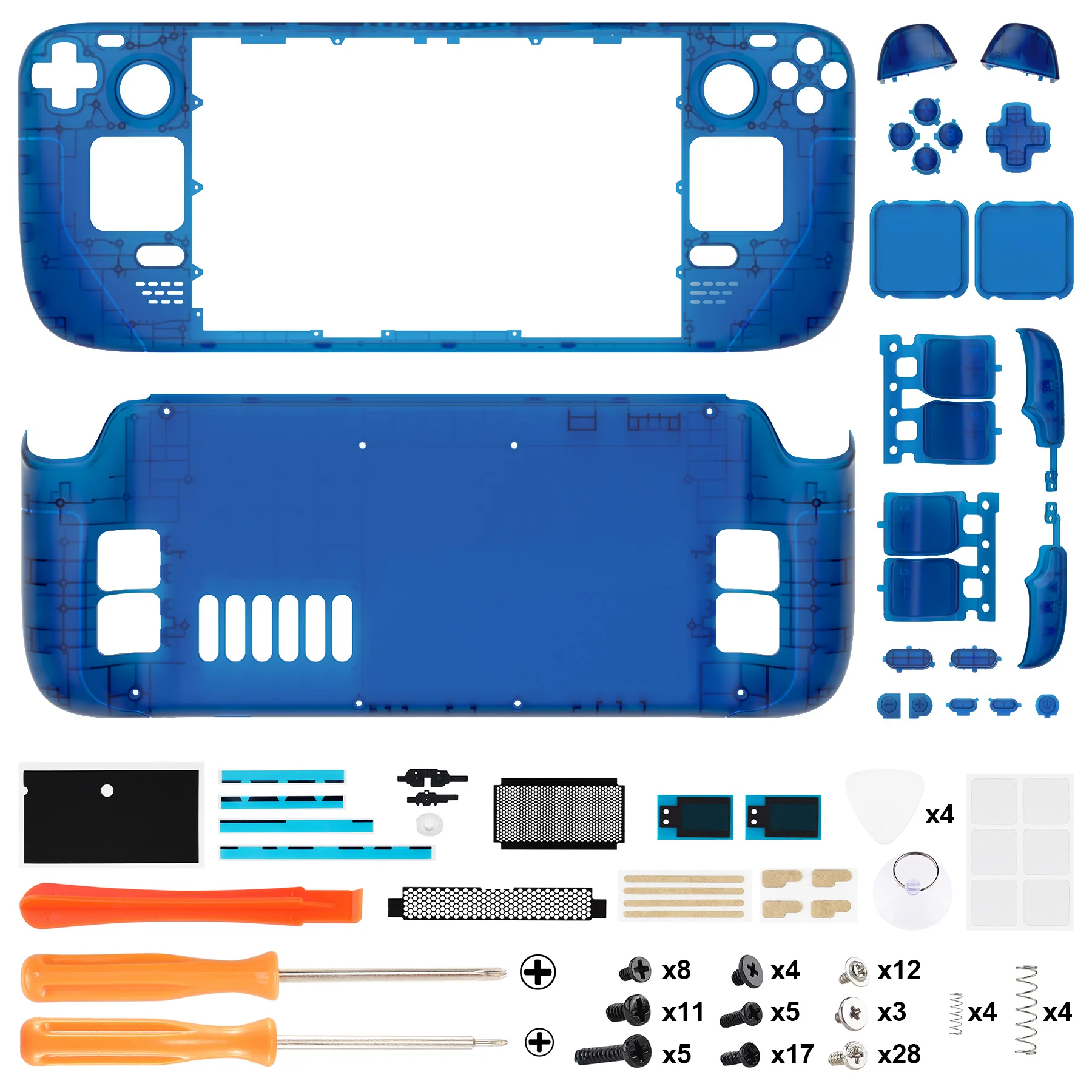eXtremeRate Custom Full Set Shell with Buttons for Steam Deck LCD - Clear Blue - Image 4