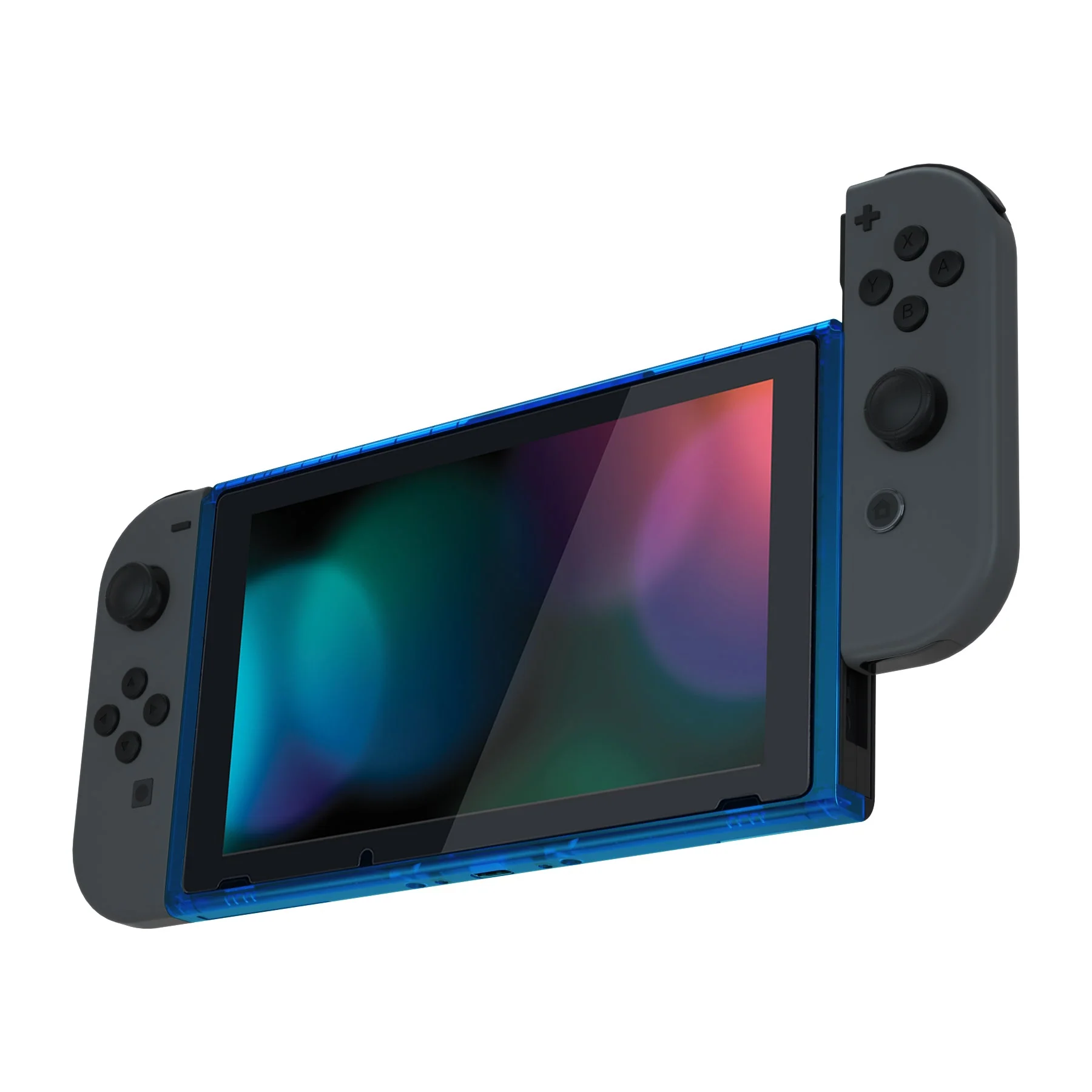 eXtremeRate DIY Replacement Housing Shell Front Frame with Volume Up Down Power Buttons for NS Switch Console - Clear Blue - Image 5