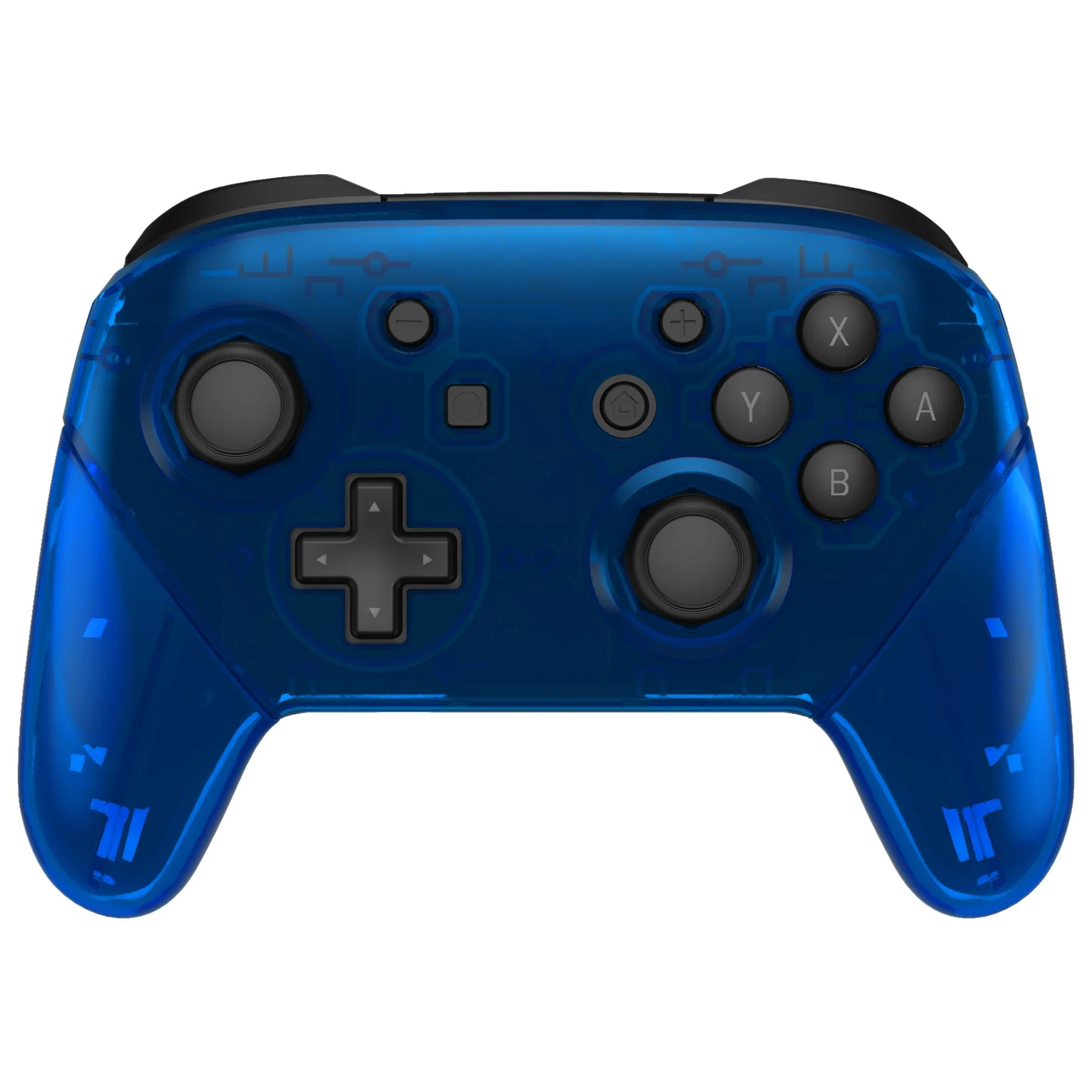 eXtremeRate Octagonal Gated Sticks Design Replacement Full Set Shell Faceplate Backplate Handles for Nintendo Switch Pro - Clear Blue - Image 5