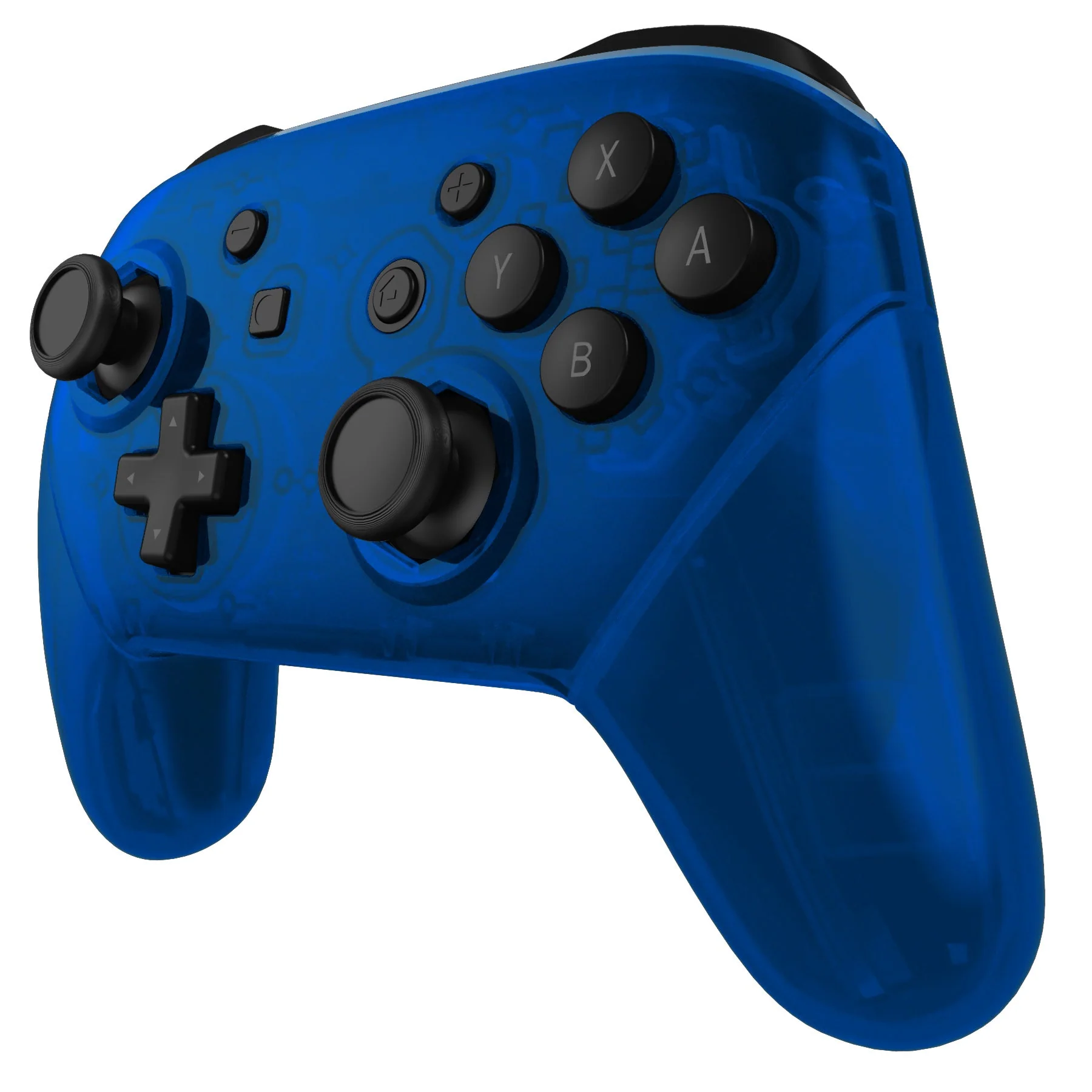 eXtremeRate Octagonal Gated Sticks Design Replacement Full Set Shell Faceplate Backplate Handles for Nintendo Switch Pro - Clear Blue - Image 6