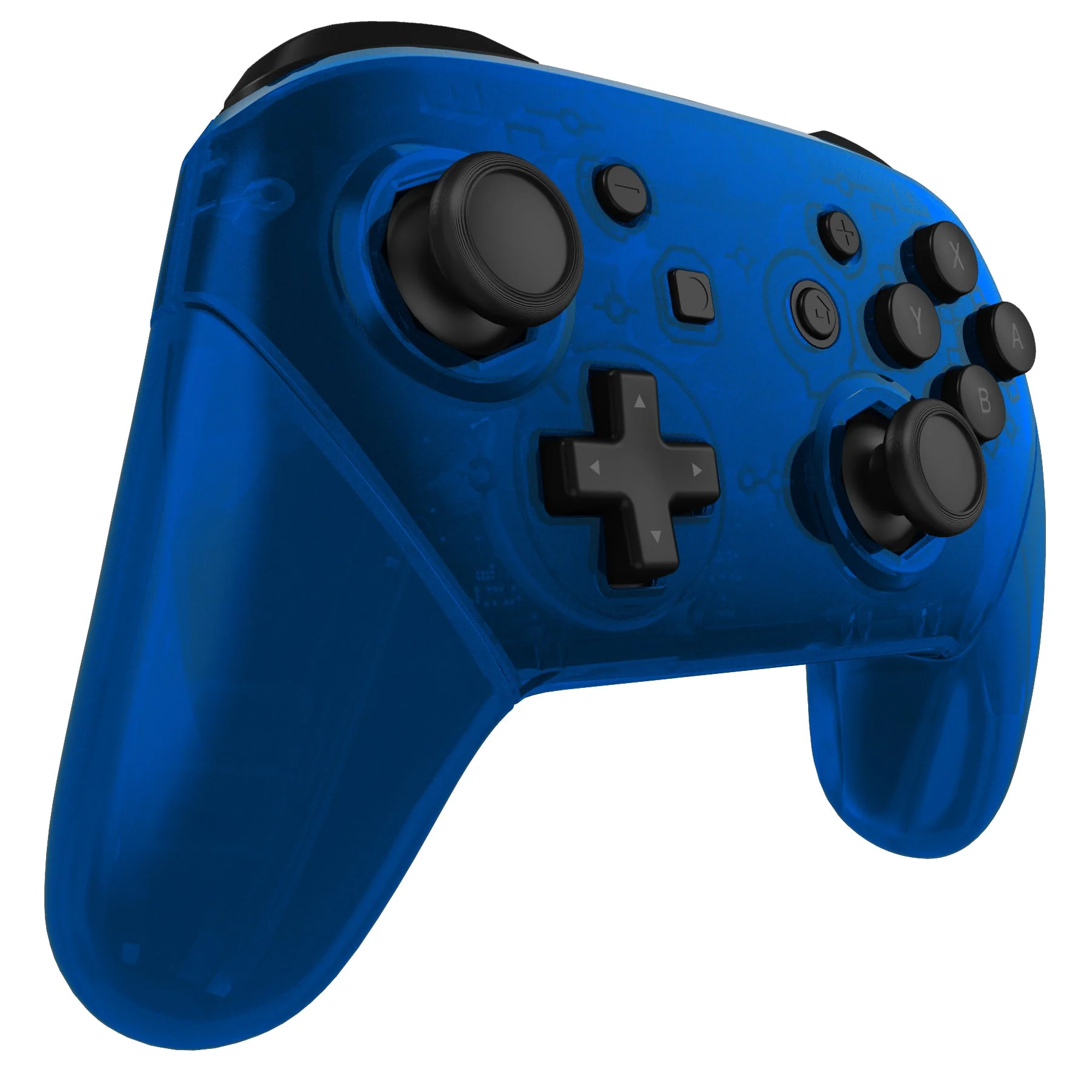 eXtremeRate Octagonal Gated Sticks Design Replacement Full Set Shell Faceplate Backplate Handles for Nintendo Switch Pro - Clear Blue - Image 7