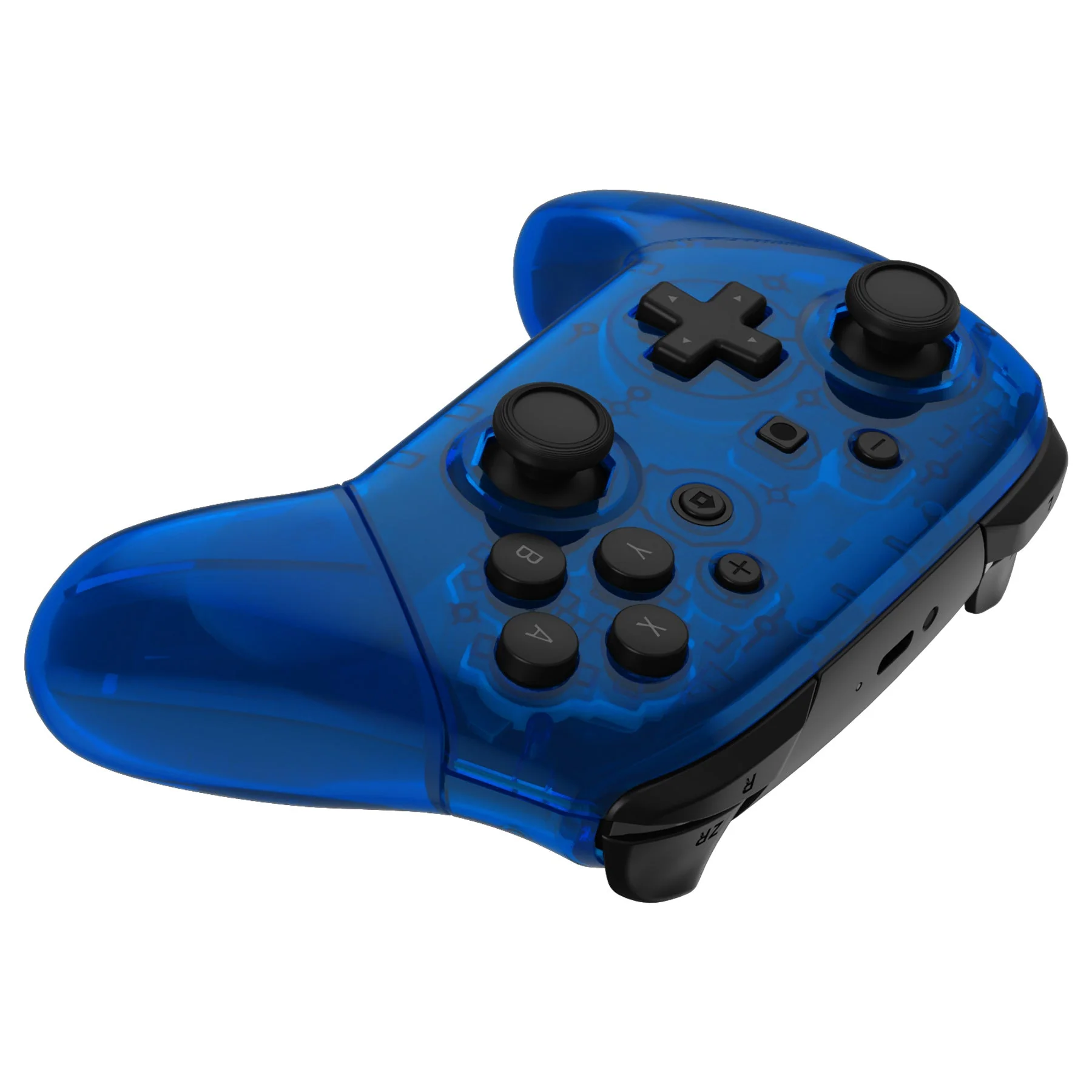 eXtremeRate Octagonal Gated Sticks Design Replacement Full Set Shell Faceplate Backplate Handles for Nintendo Switch Pro - Clear Blue - Image 8
