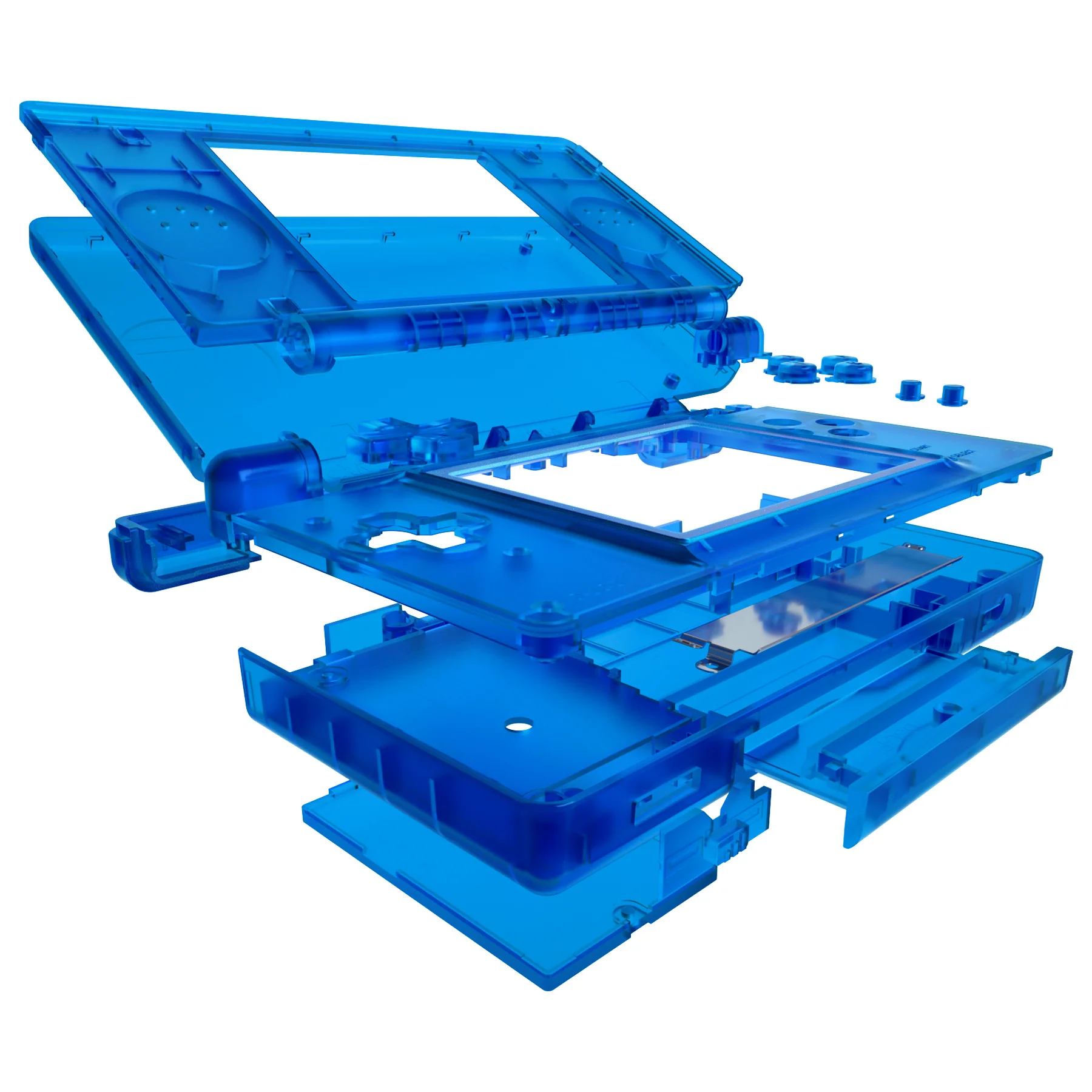 eXtremeRate Replacement Full Housing Shell & Buttons with Screen Lens for Nintendo DS Lite NDSL - Clear Blue - Image 4